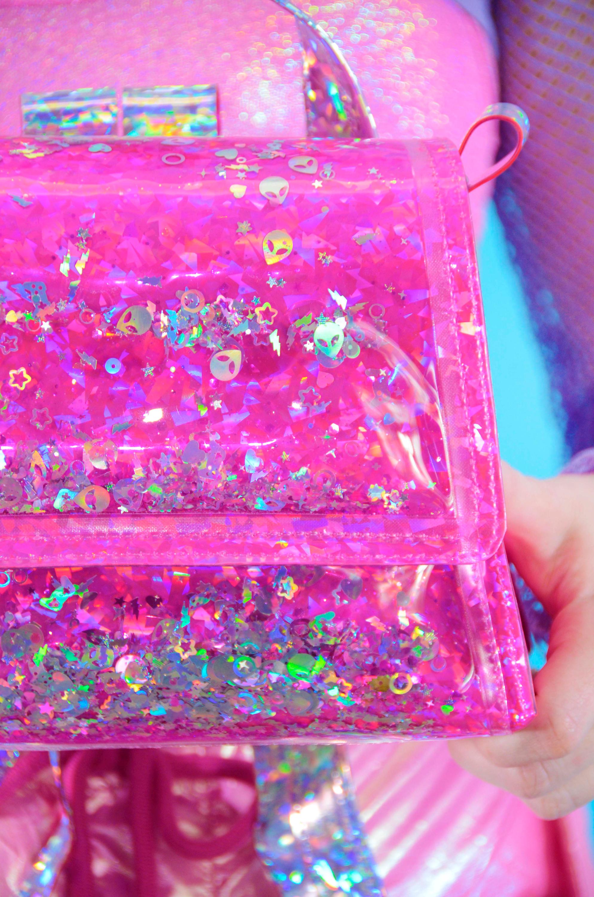 Liquid Glitter Medium Doll Backpack/ Crossbody Purse - Cyberspace Cutie