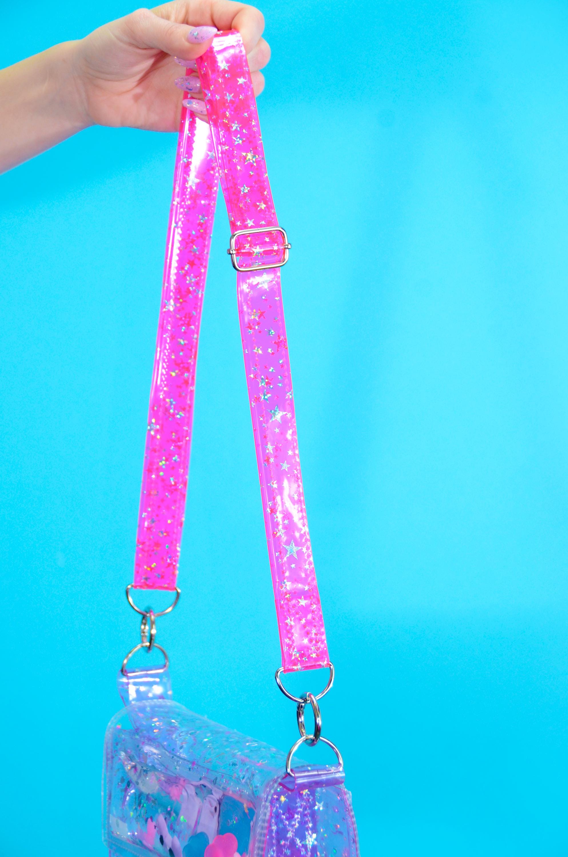 Neon Pink Star Vinyl Purse Strap