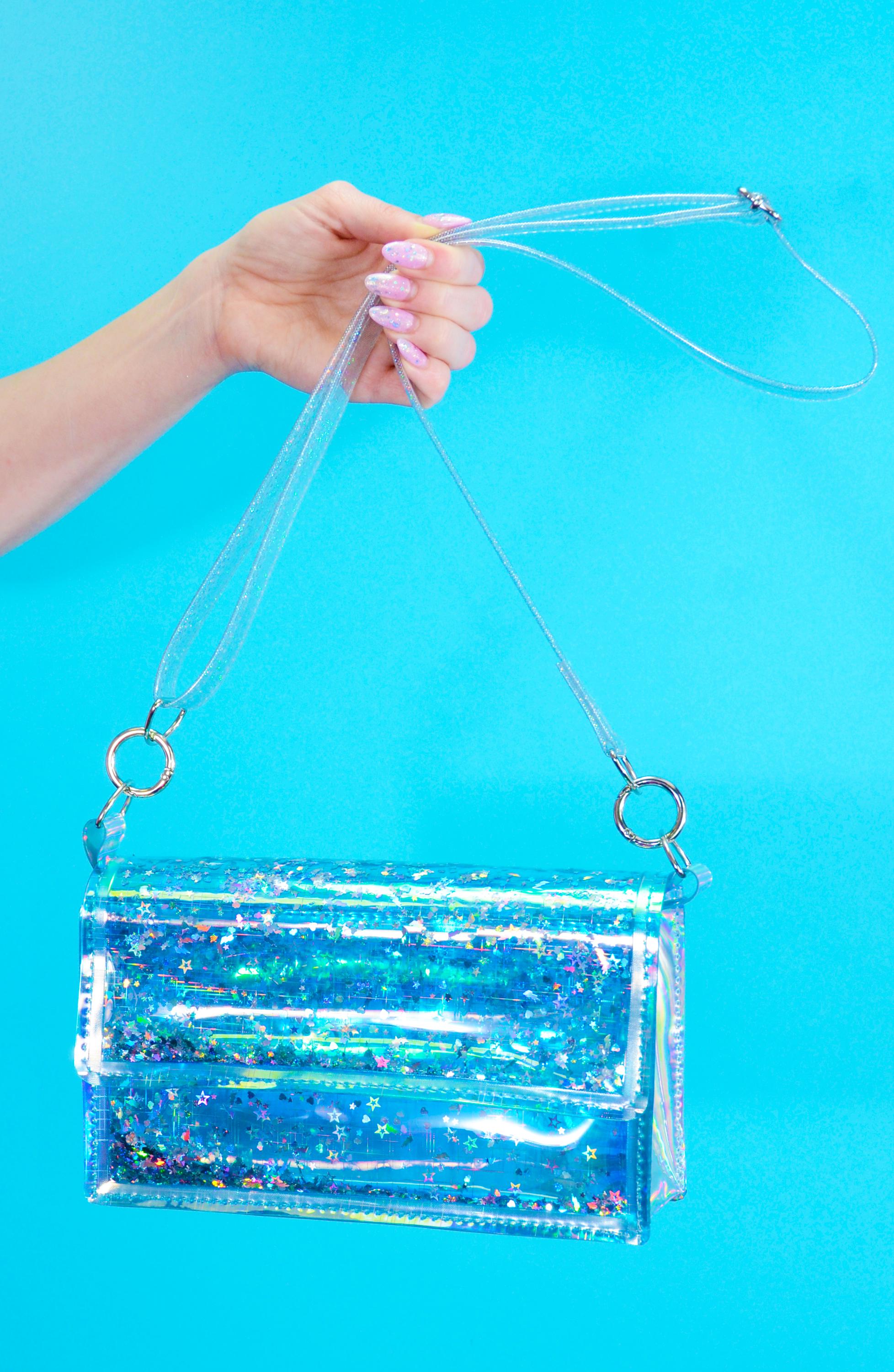 Holographic Silver Vinyl Purse Strap