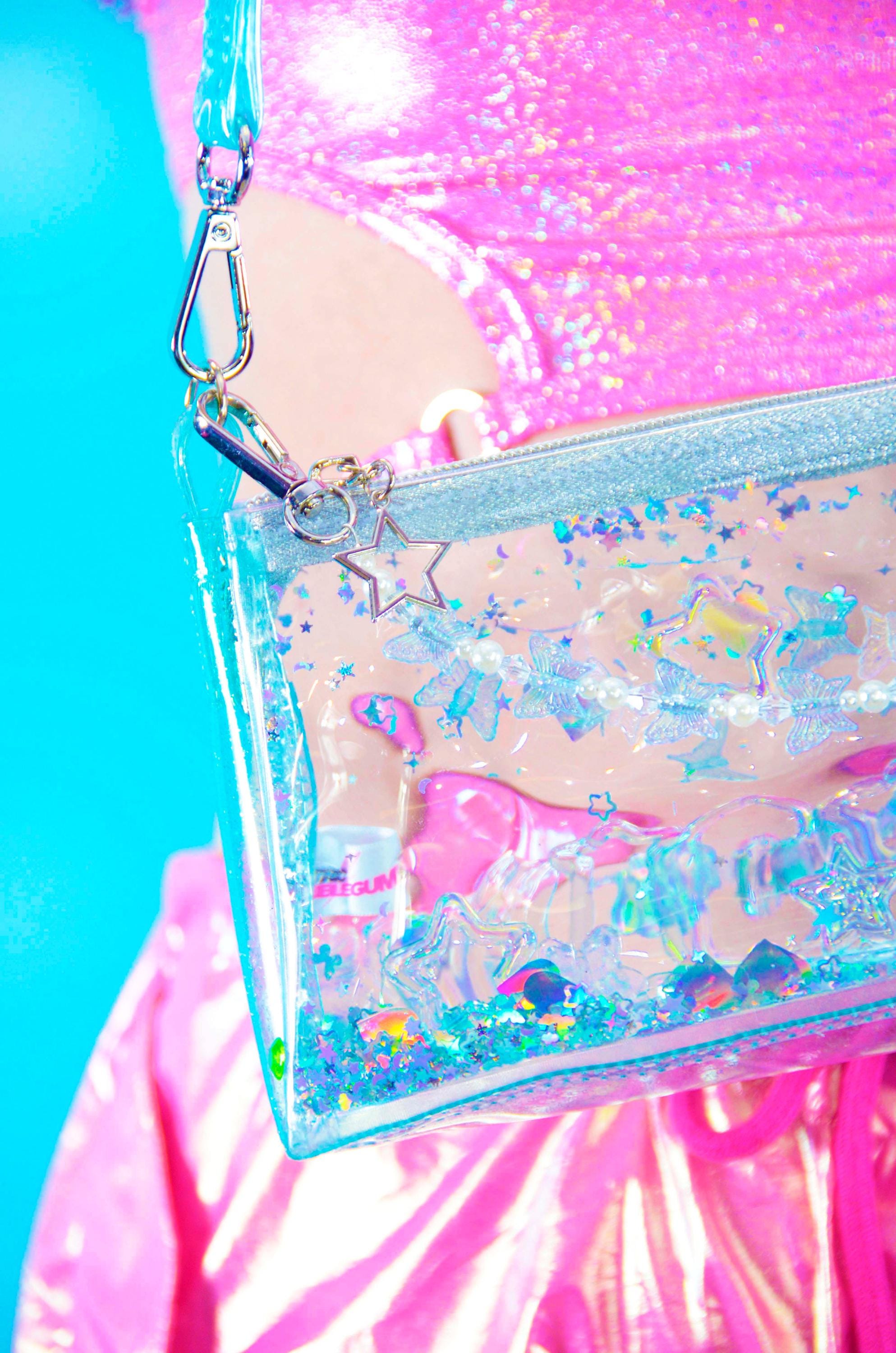 Liquid Glitter Mini Zip Purse - Cyber Crush
