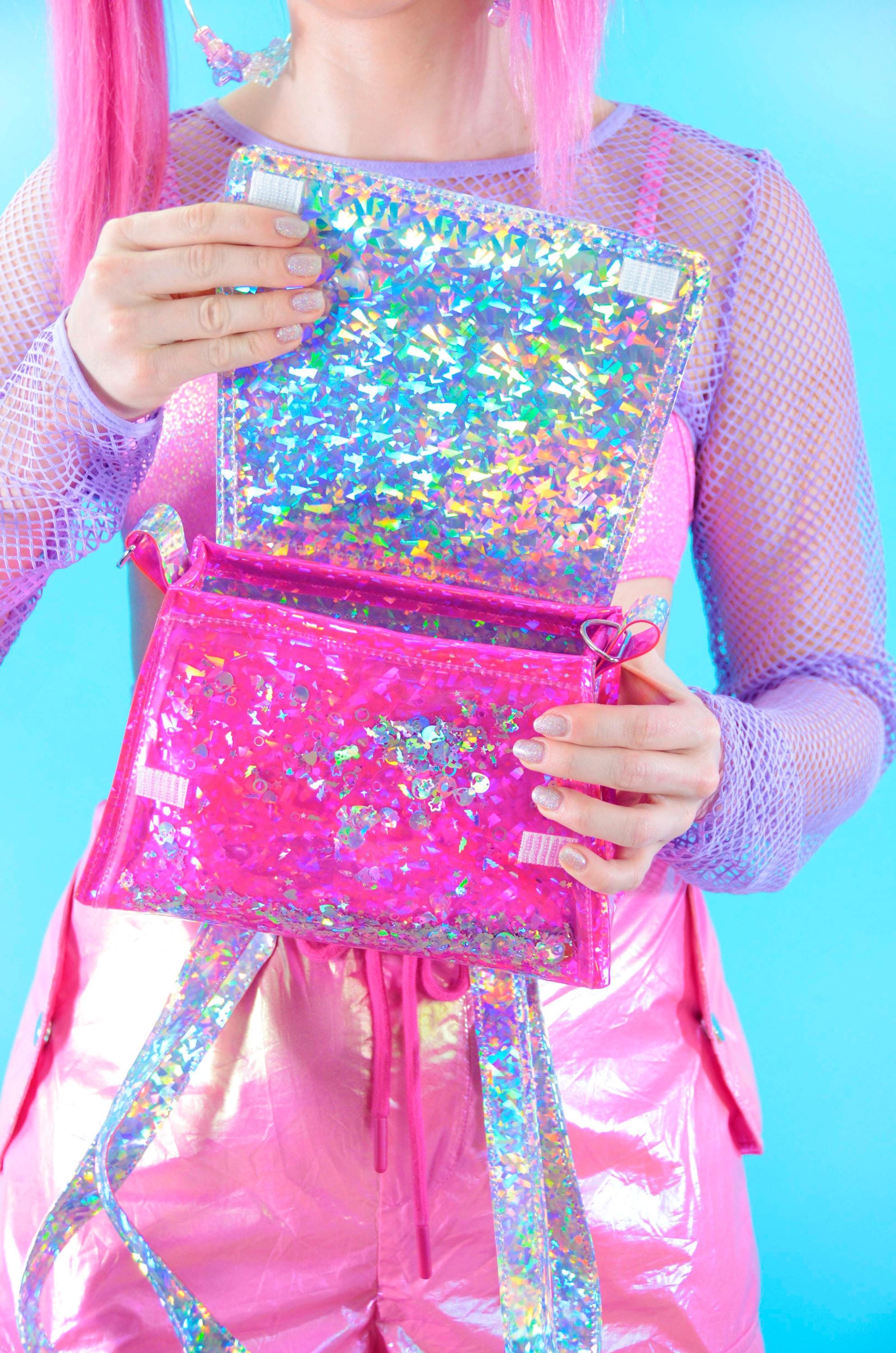 Liquid Glitter Medium Doll Backpack/ Crossbody Purse - Cyberspace Cutie