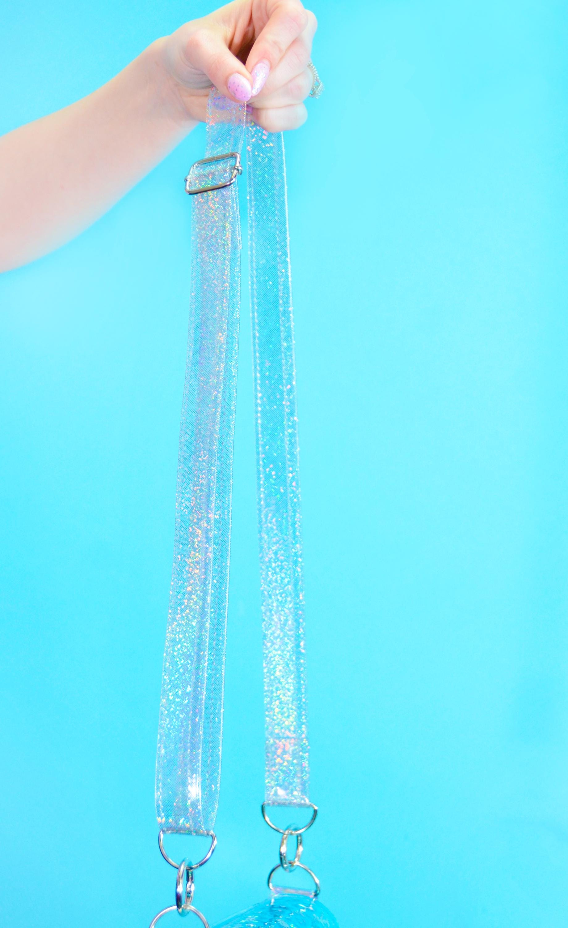 Holographic Silver Vinyl Purse Strap