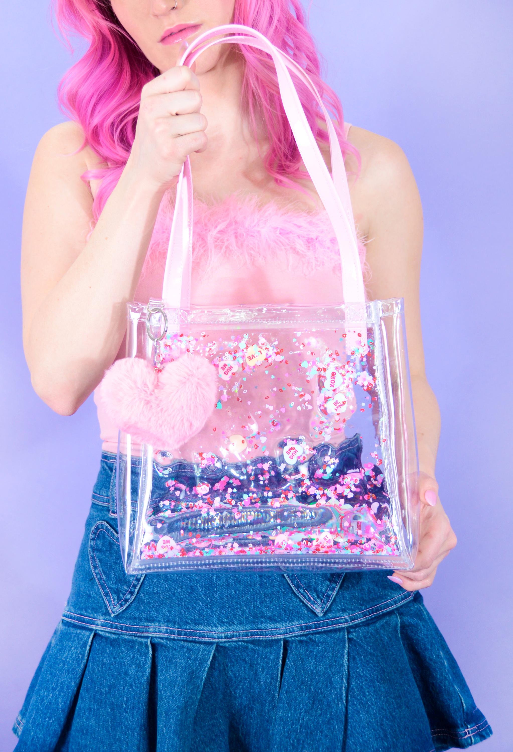Liquid Glitter Mini Bucket Tote - Be My Valentine