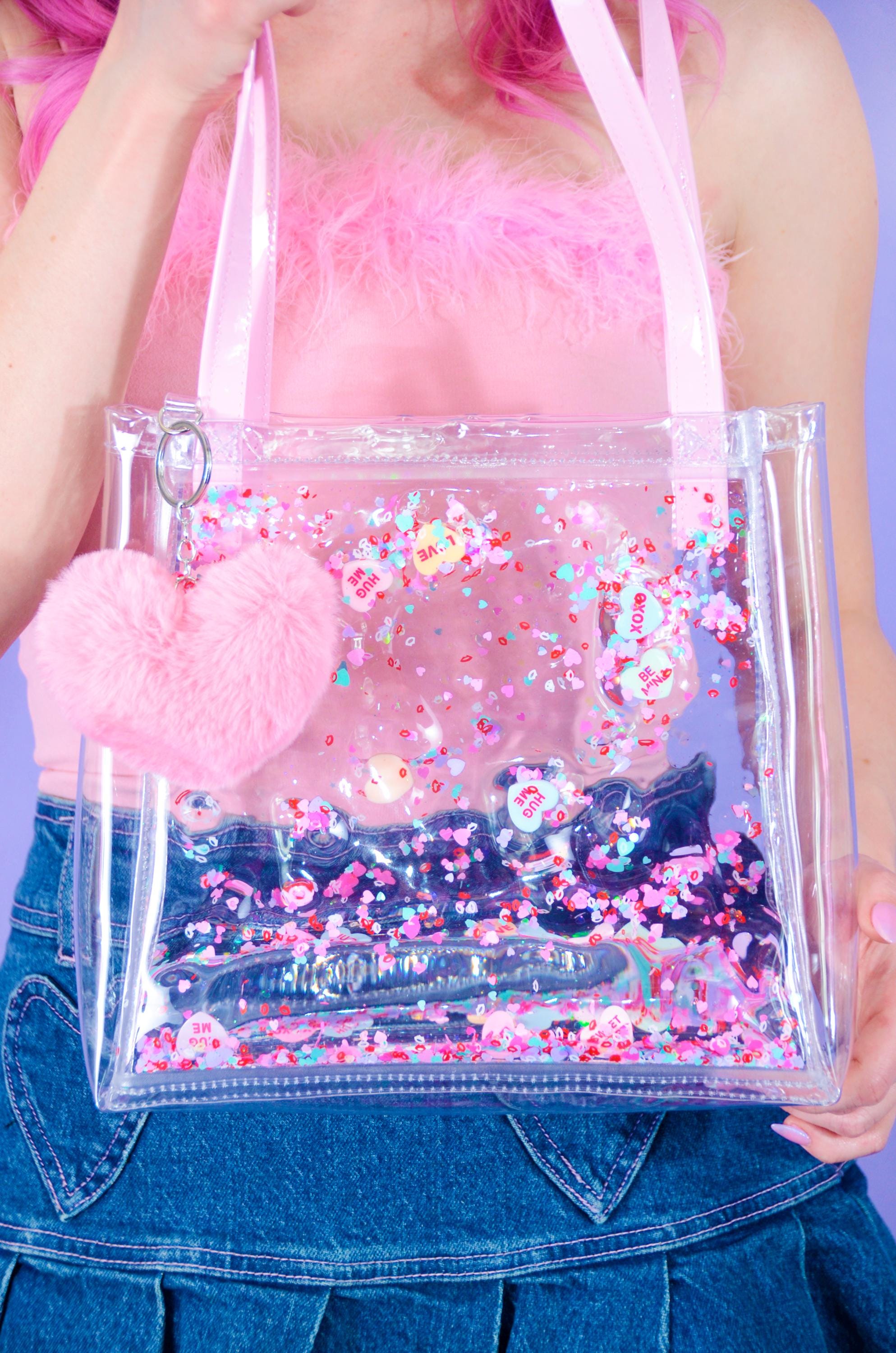 Liquid Glitter Mini Bucket Tote - Be My Valentine