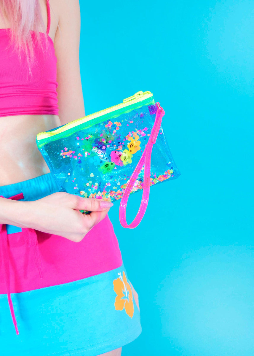 Liquid Glitter Wristlet - Just Keep Swimming - Electric Bubblegum