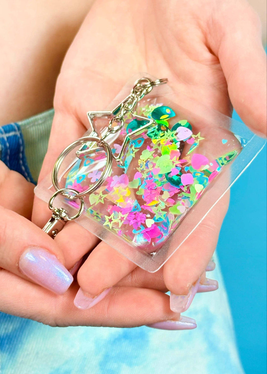 Glitter Goo Keychain - PLUR - Electric Bubblegum