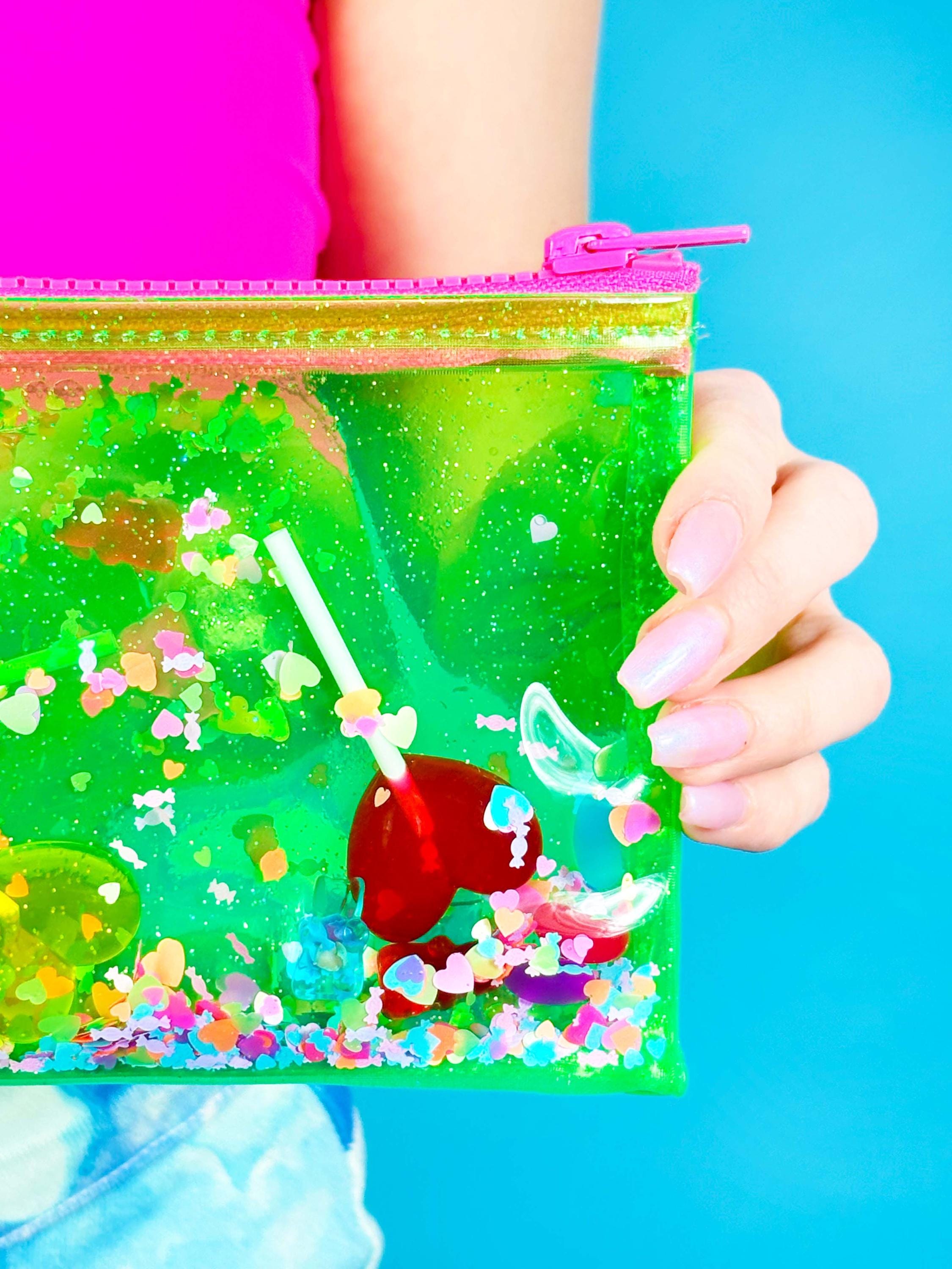 Liquid Glitter Pencil Case - I Want Candy - Electric Bubblegum
