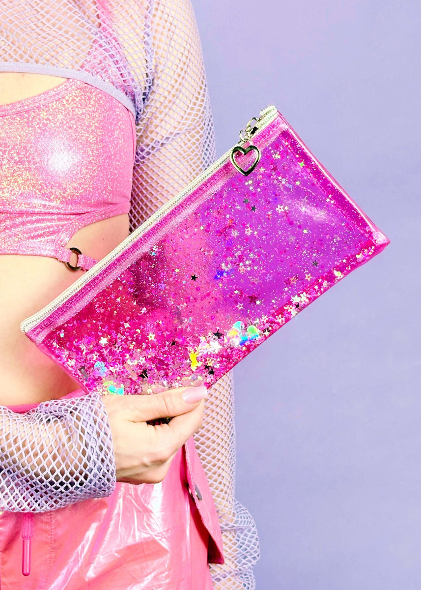 Liquid Glitter Pencil Case - Pink Unicorn - Electric Bubblegum