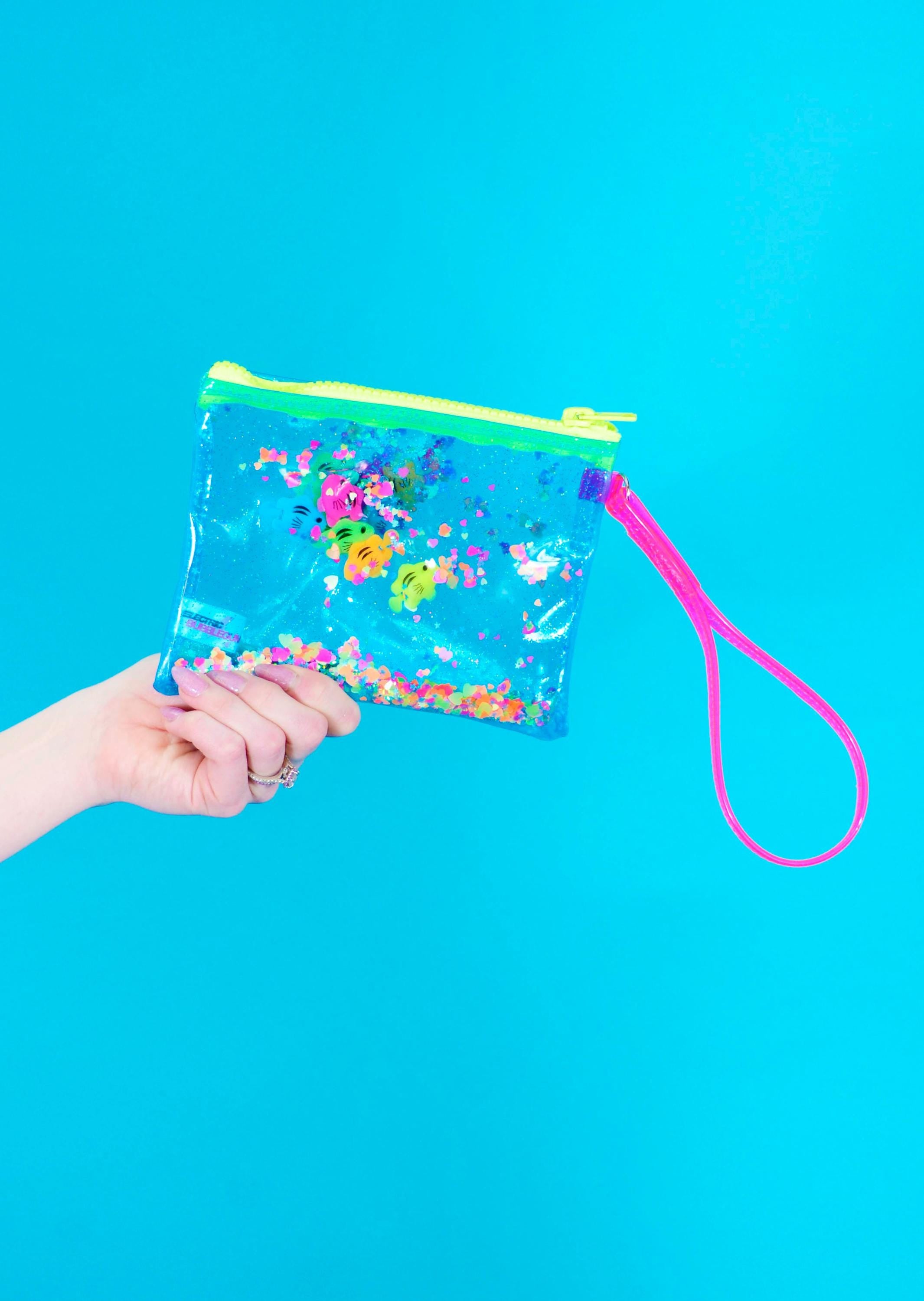 Liquid Glitter Wristlet - Just Keep Swimming - Electric Bubblegum