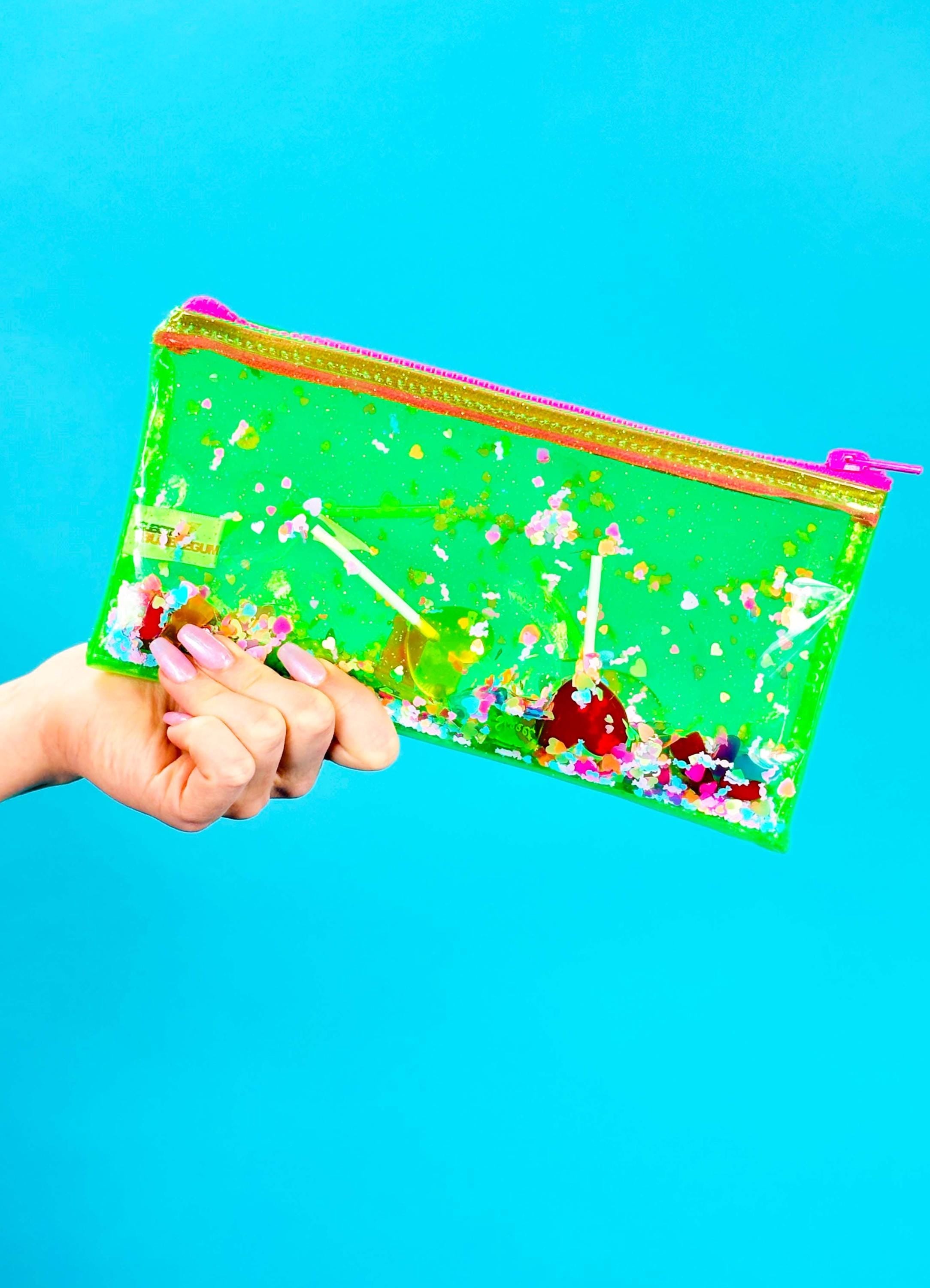 Liquid Glitter Pencil Case - I Want Candy - Electric Bubblegum