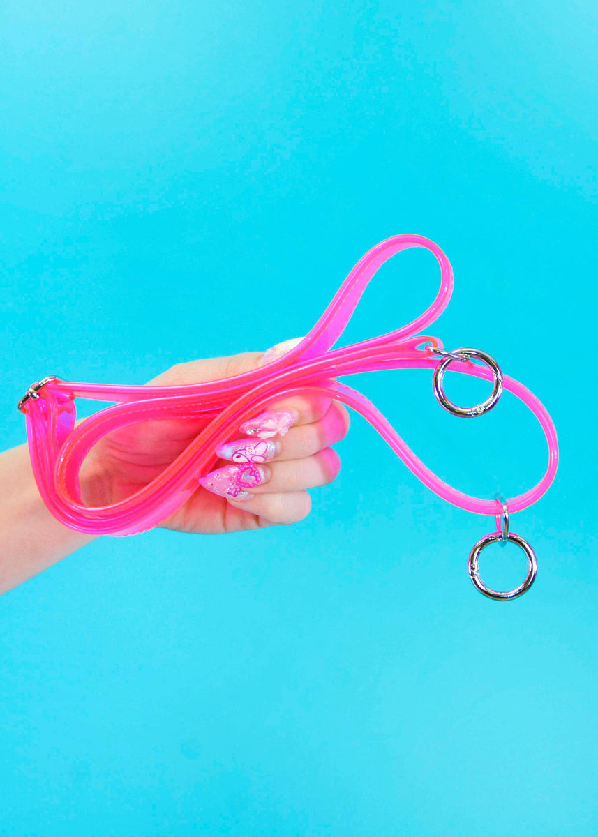Neon Pink Vinyl Purse Strap - Electric Bubblegum