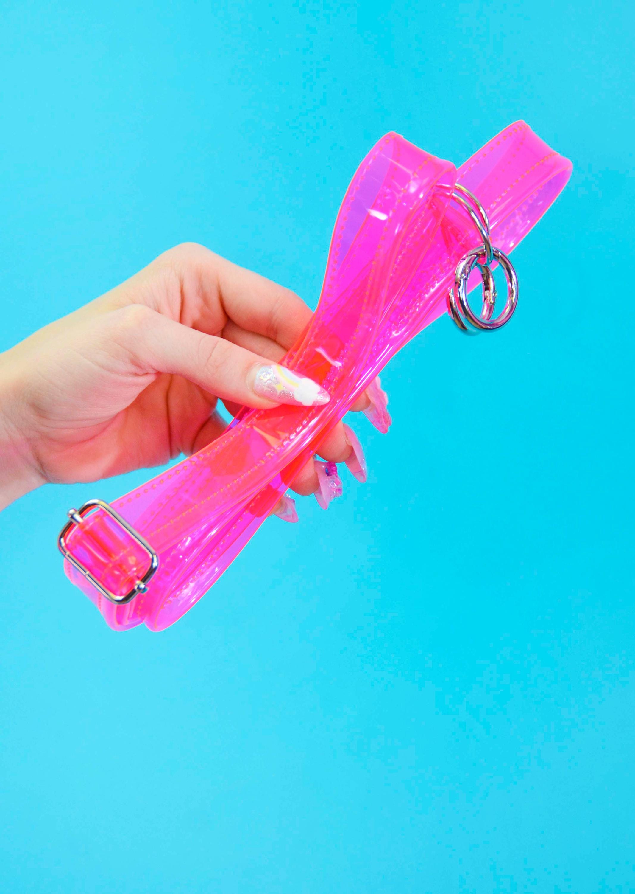 Neon Pink Vinyl Purse Strap - Electric Bubblegum