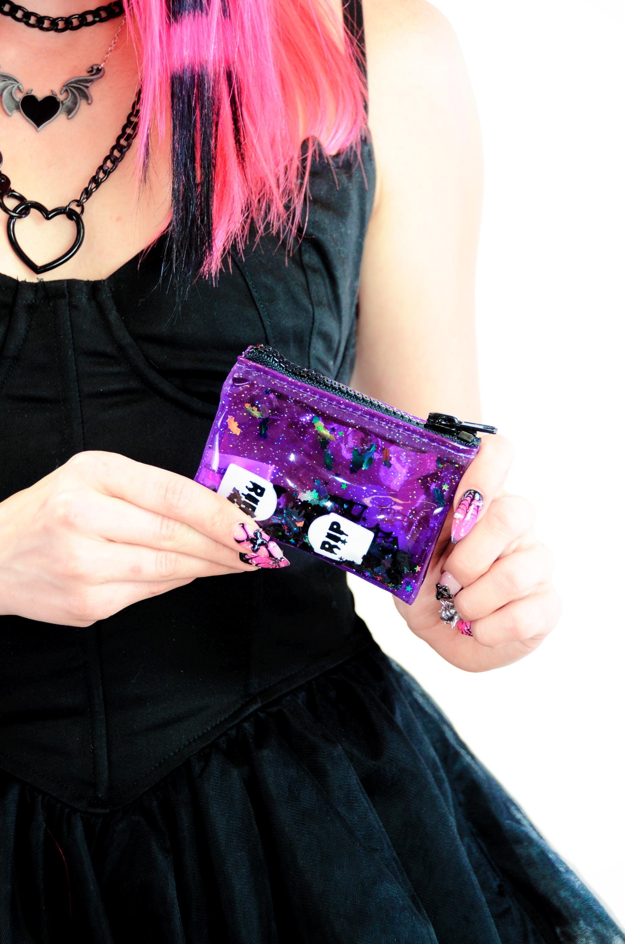 Liquid Glitter Coin Purse - Too Cute to Spook - Purple