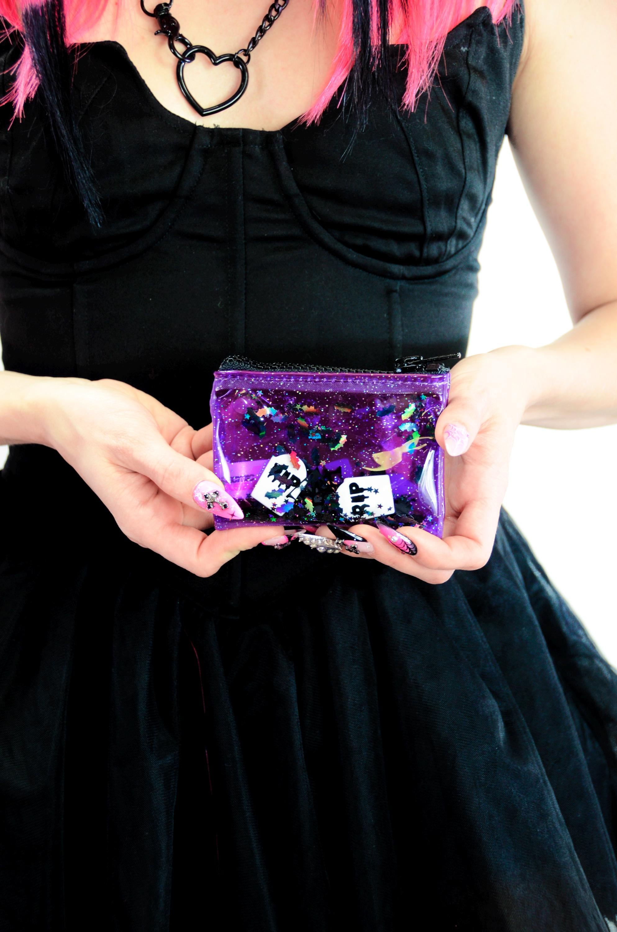 Liquid Glitter Coin Purse - Too Cute to Spook - Purple