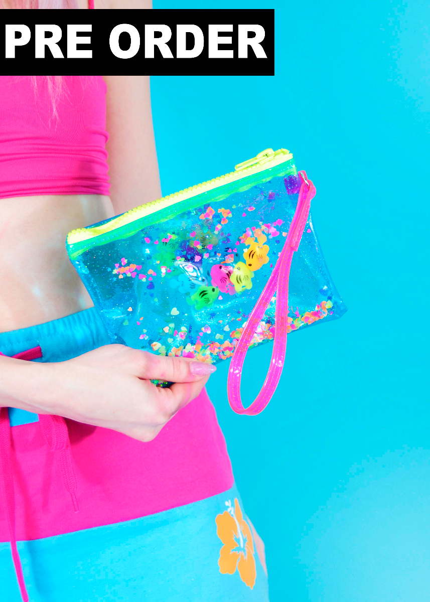 Liquid Glitter Wristlet - Just Keep Swimming - Electric Bubblegum