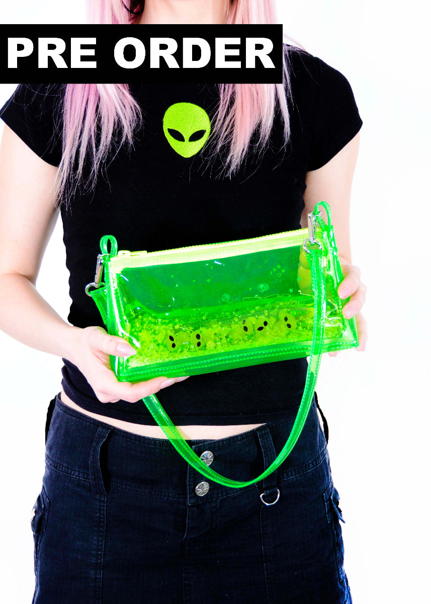 Glitter Goo Mini Zip Purse - Attack on Mars - Green - Electric Bubblegum