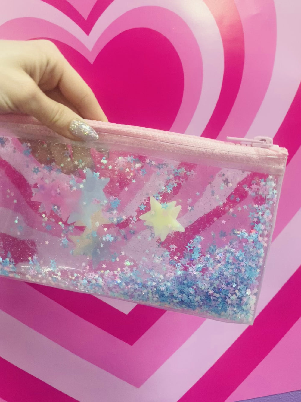 Liquid Glitter Pencil Case Glow Girl Electric Bubblegum