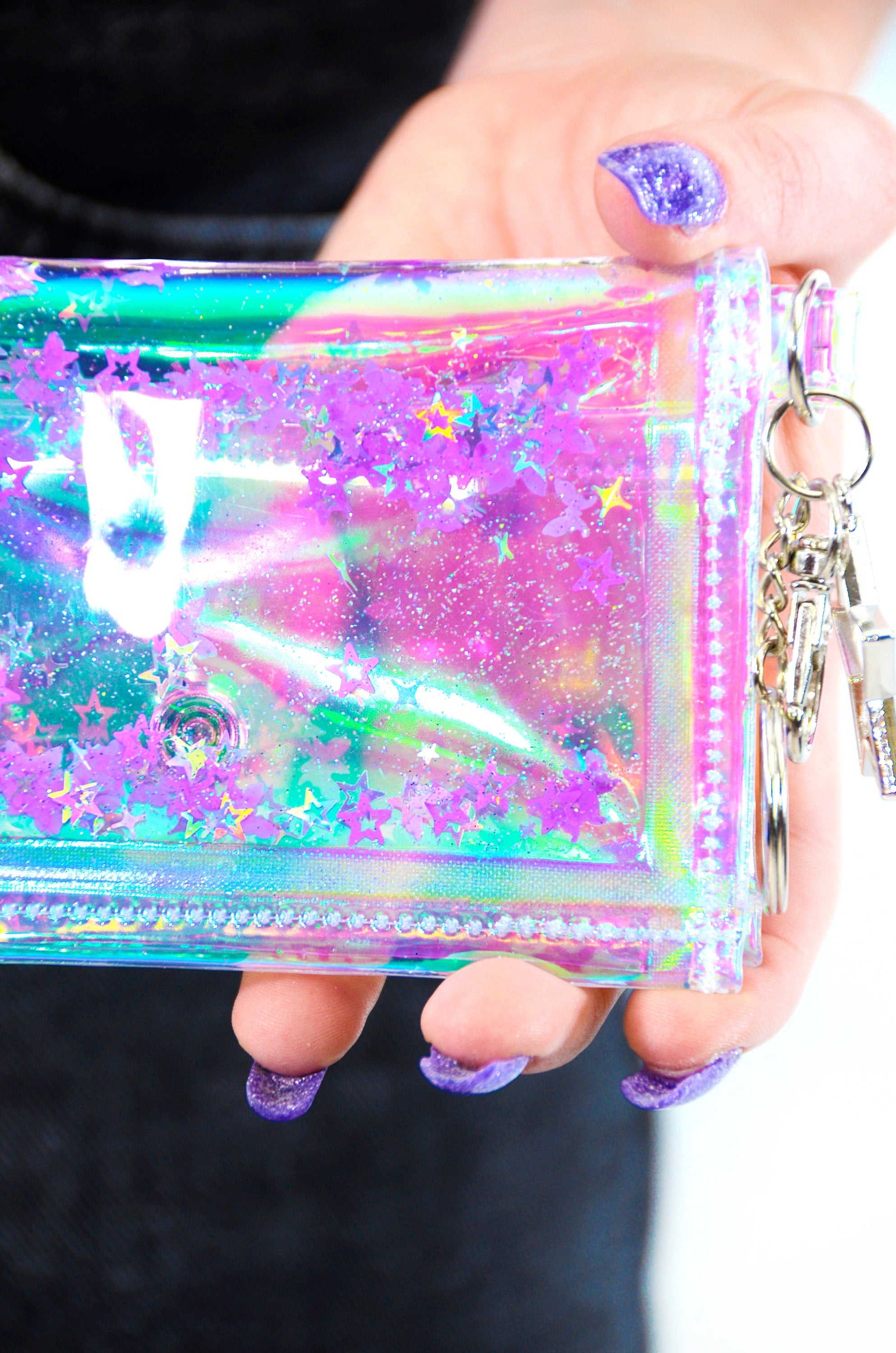 Cute and Icy Liquid Glitter Tiny Wallet - Purple - Electric Bubblegum