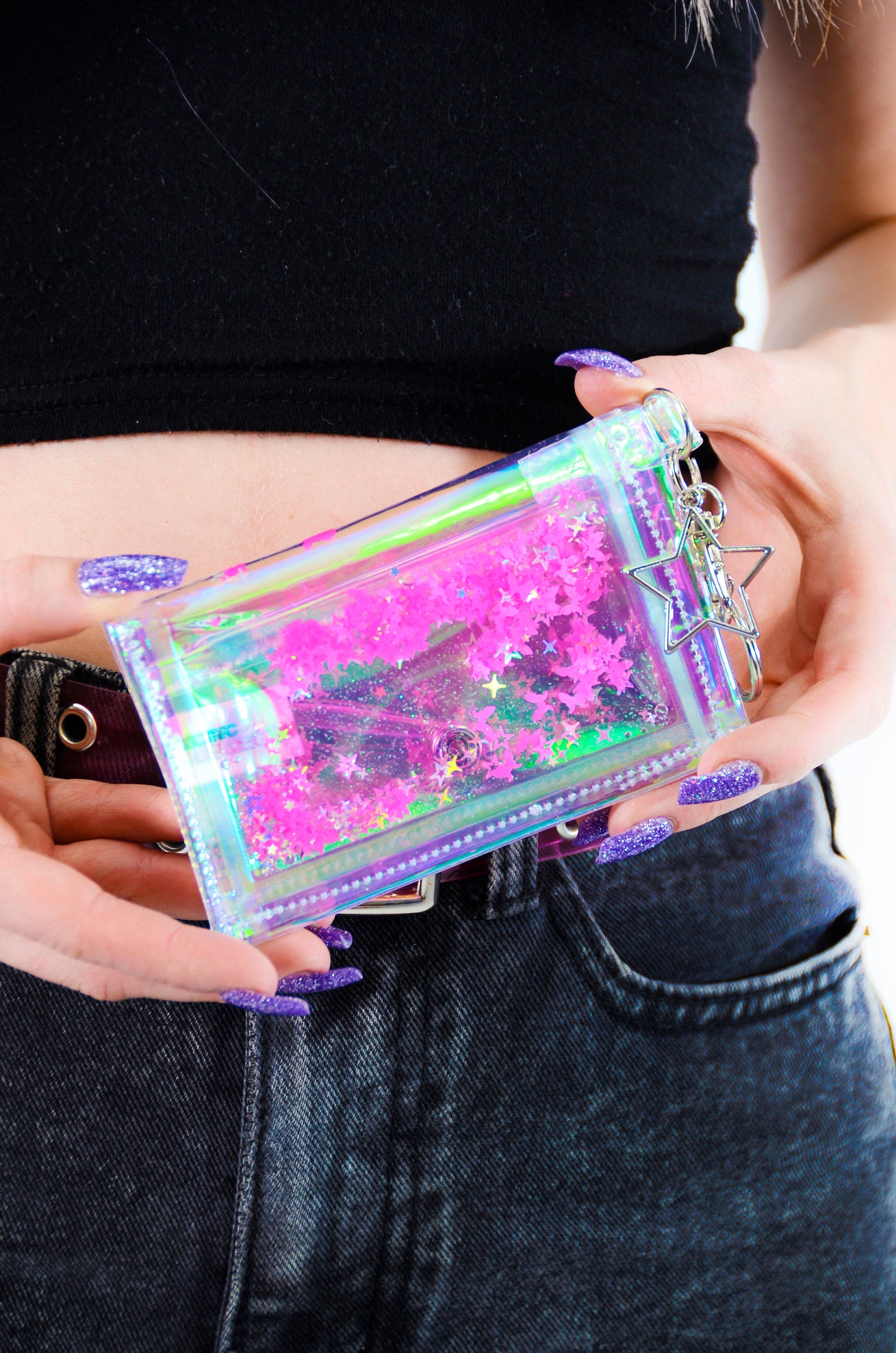 Cute and Icy Liquid Glitter Tiny Wallet - Pink - Electric Bubblegum