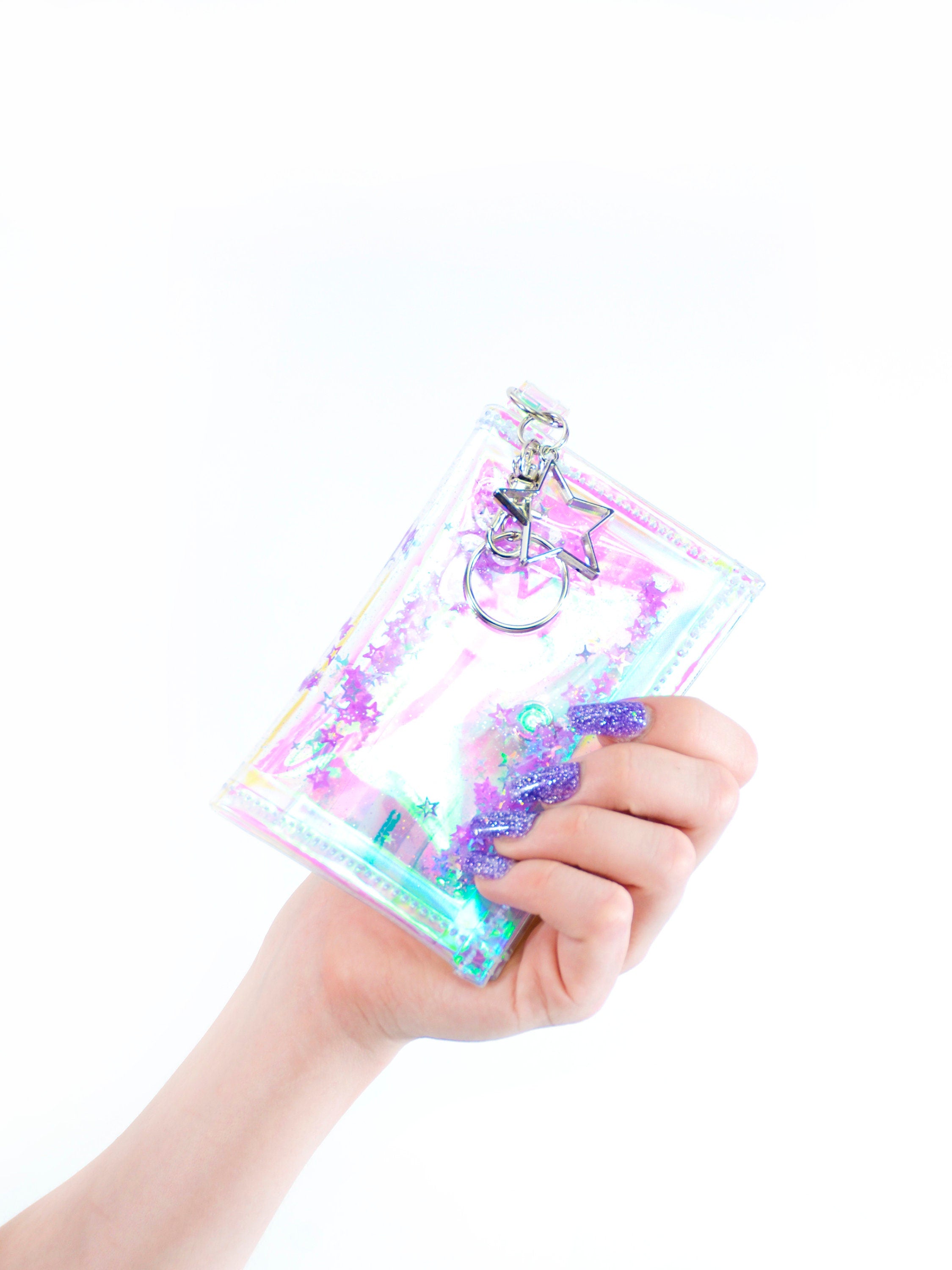 Cute and Icy Liquid Glitter Tiny Wallet - Purple - Electric Bubblegum