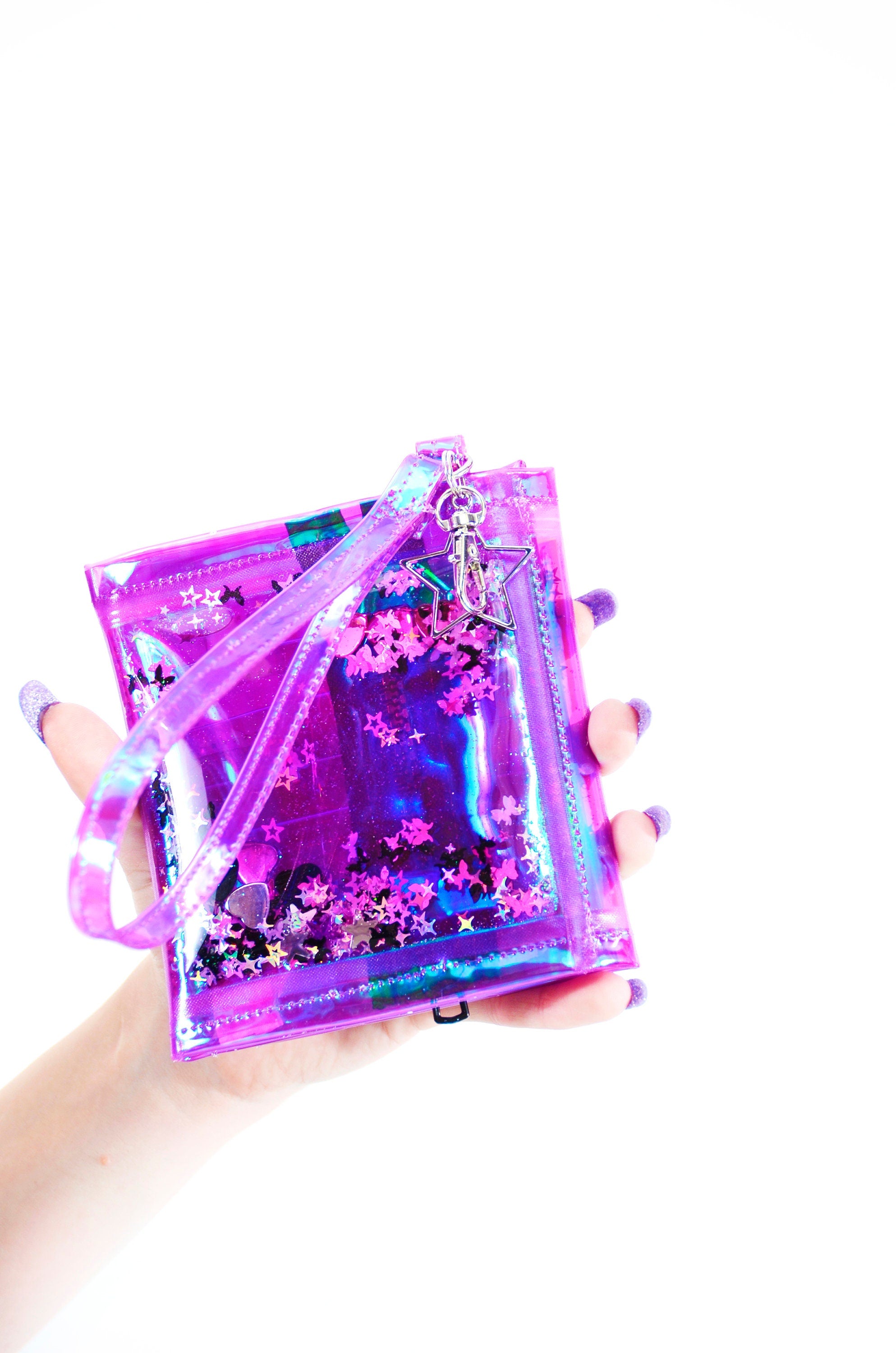 Bling Babe Liquid Glitter Mini Wristlet Wallet - Electric Bubblegum