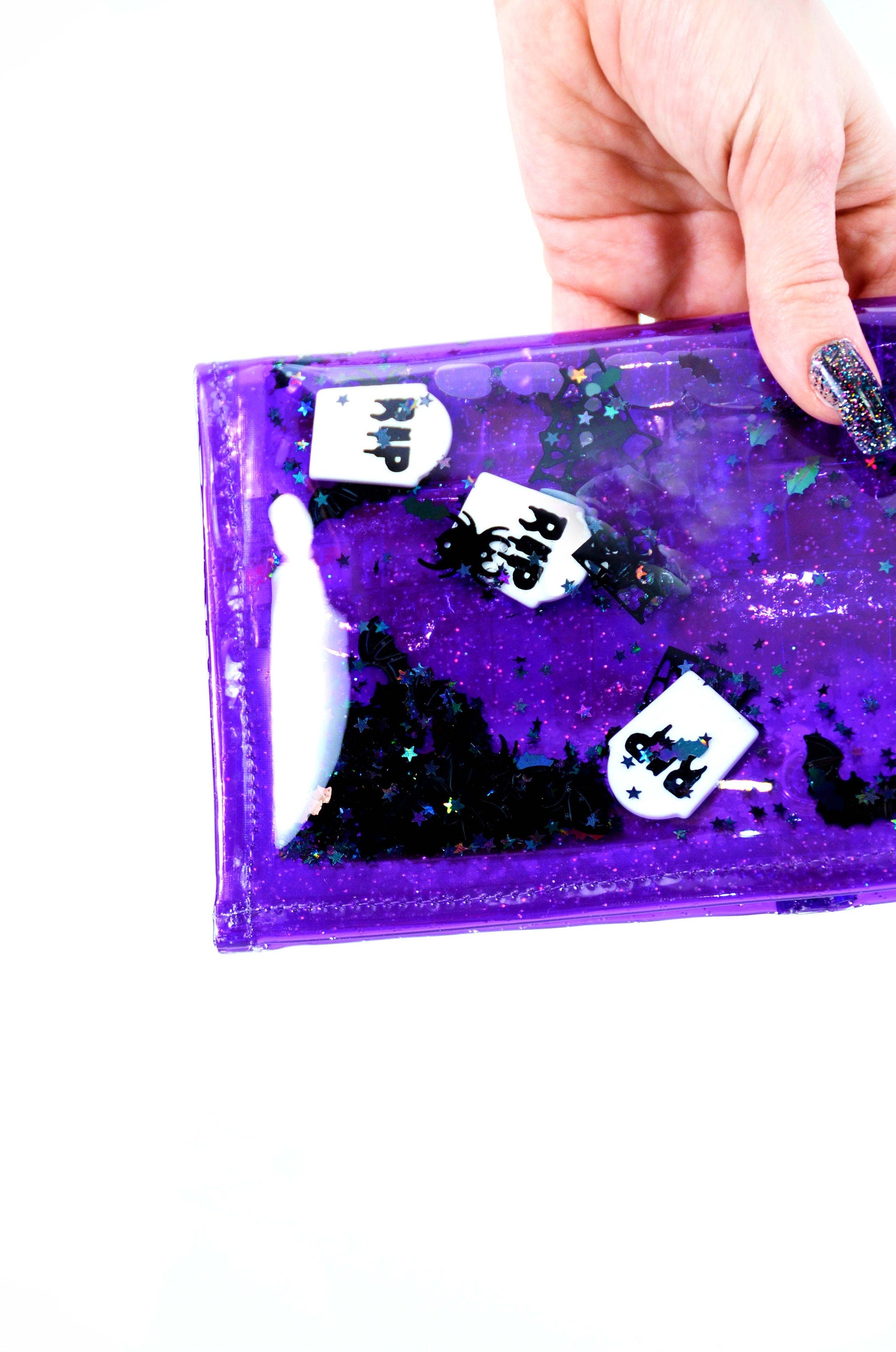 Too Cute to Spook Liquid Glitter Wallet - Electric Bubblegum