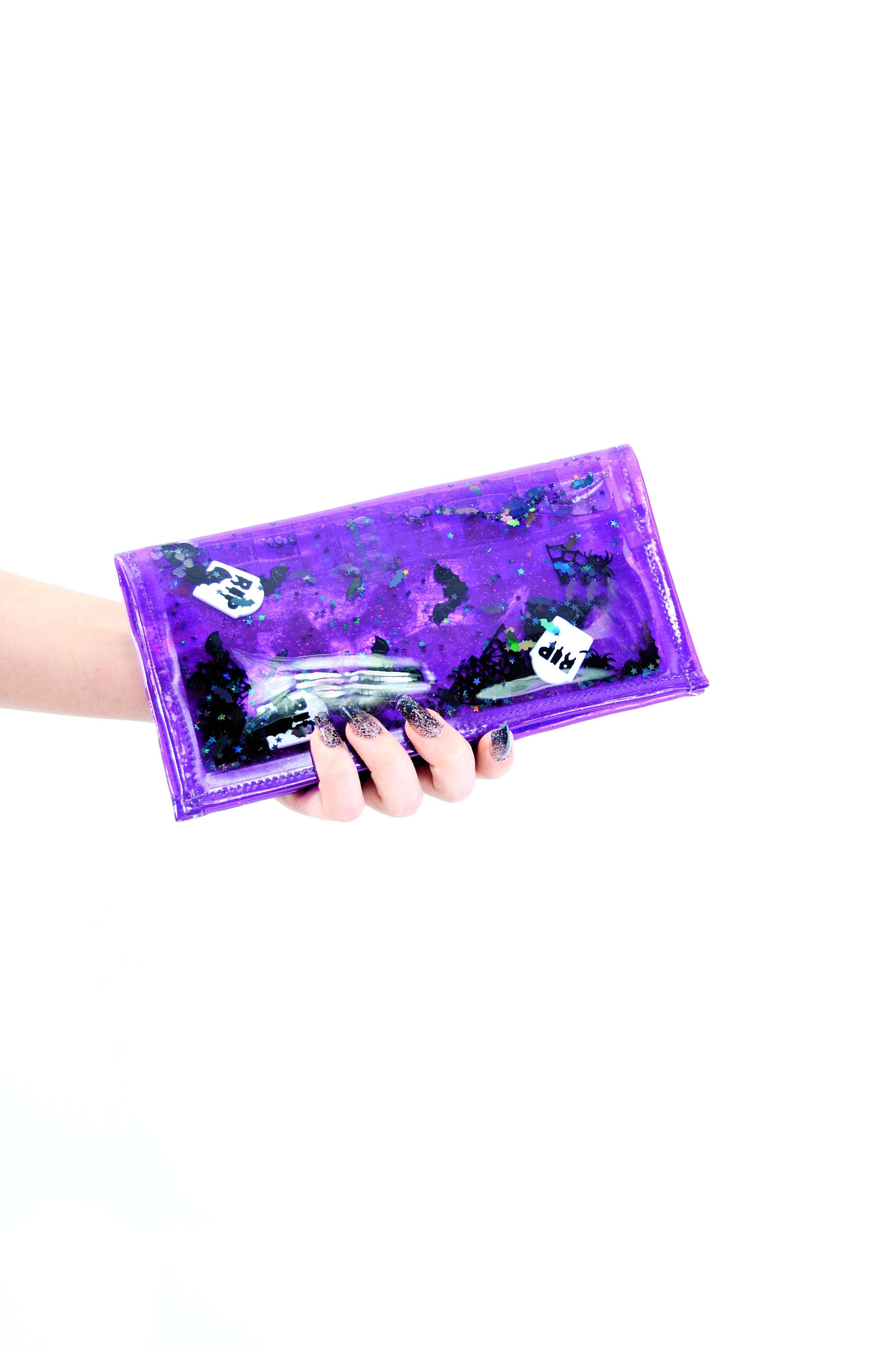 Too Cute to Spook Liquid Glitter Wallet - Electric Bubblegum