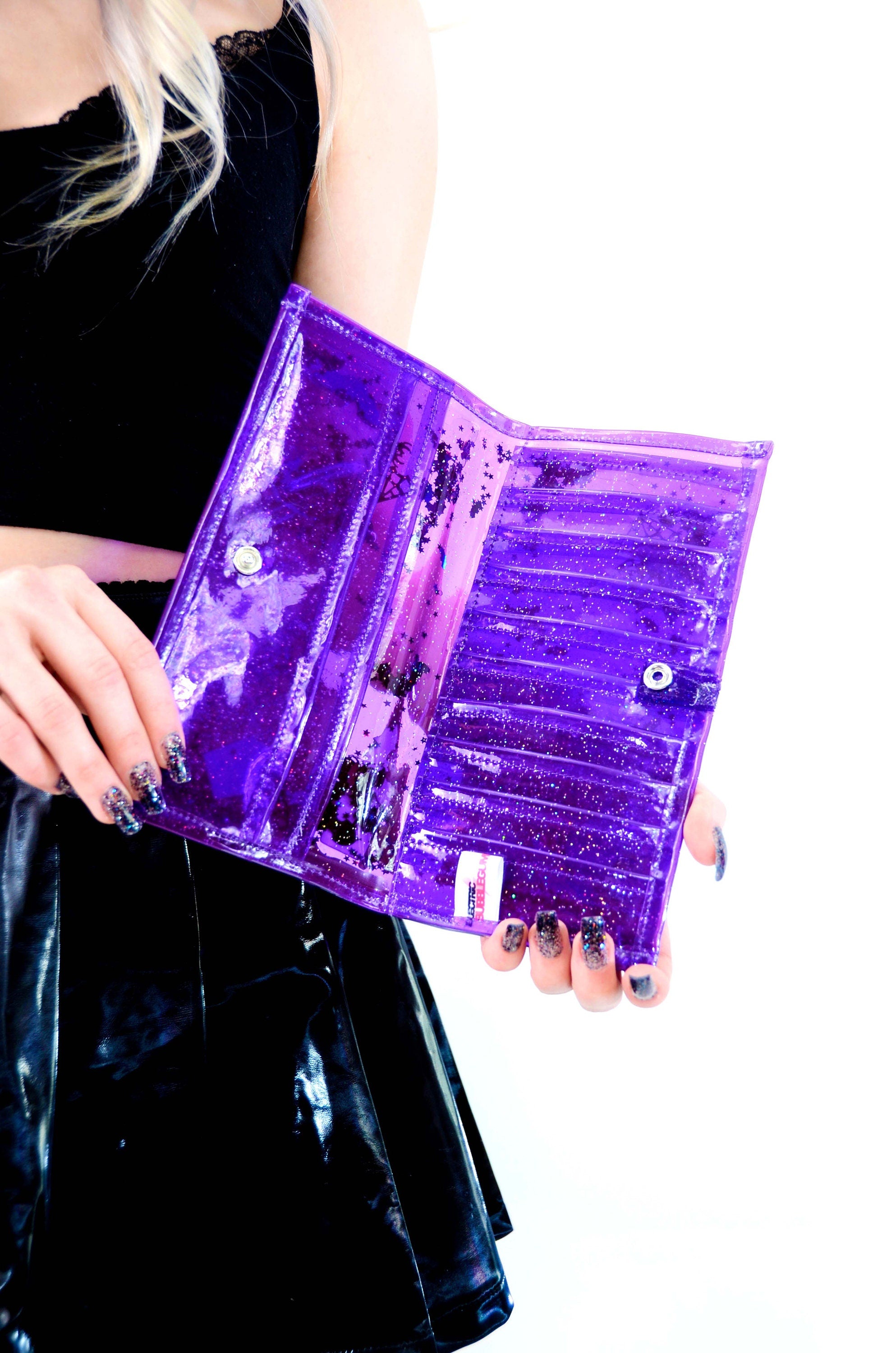 Too Cute to Spook Liquid Glitter Wallet - Electric Bubblegum