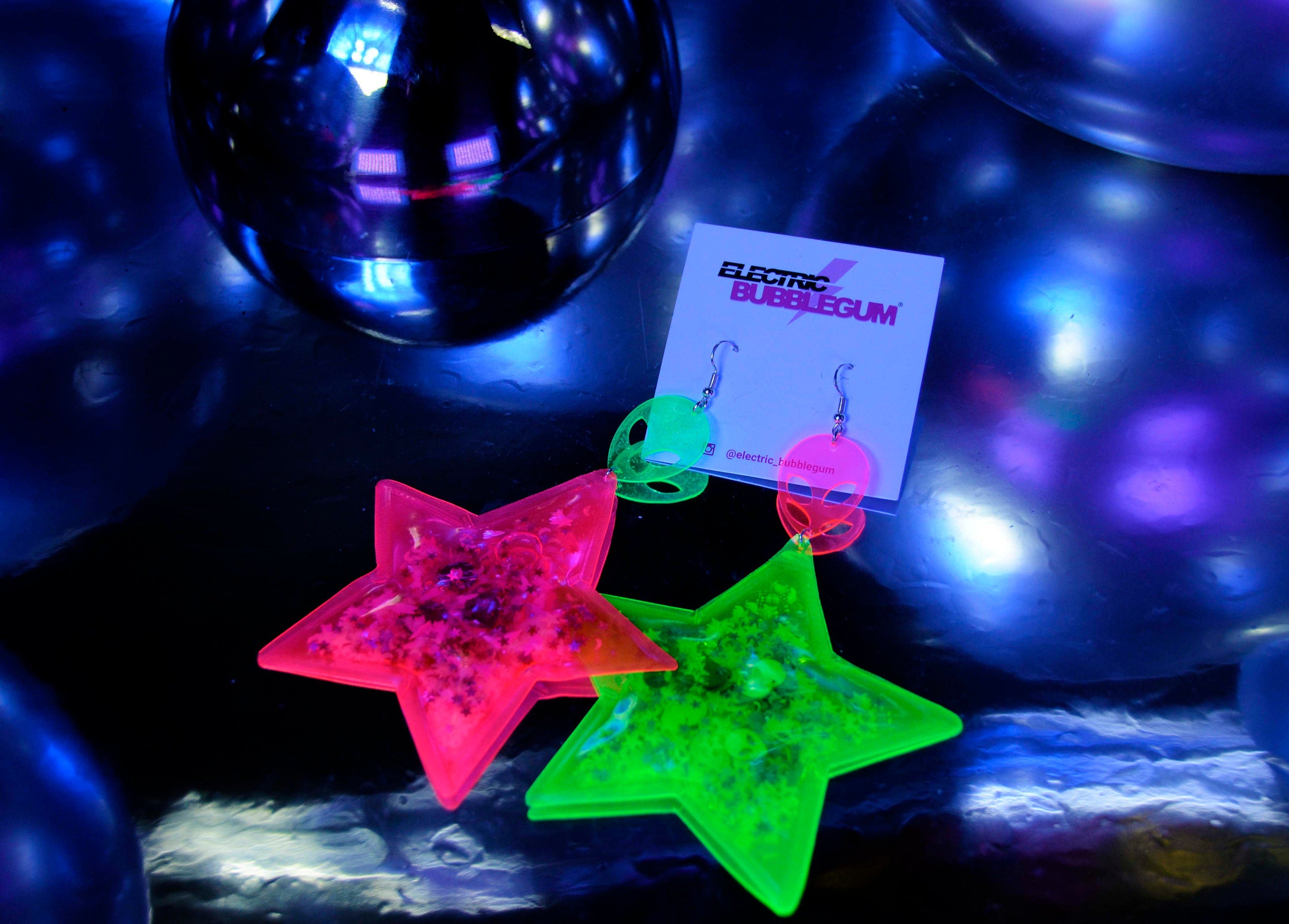 Glitter Goo Star Earrings - Extraterrestrial - Electric Bubblegum