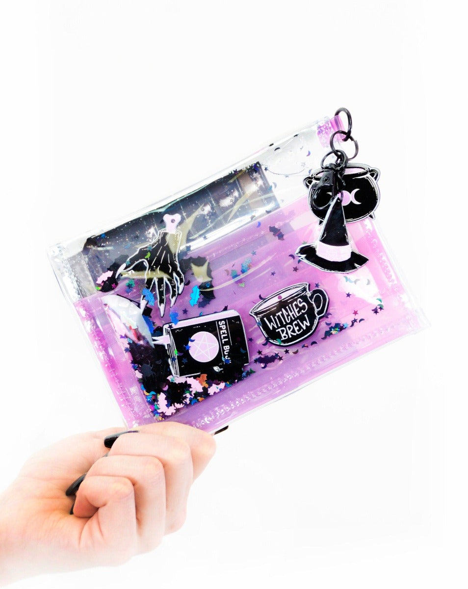 Liquid Glitter Mini Wallet - Practical Magic - Electric Bubblegum