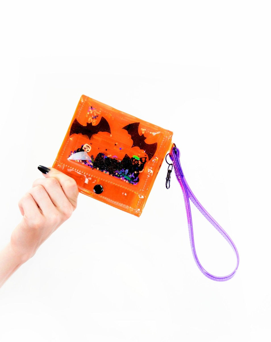 Liquid Glitter Mini Wristlet Wallet - The Great Pumpkin - Electric Bubblegum