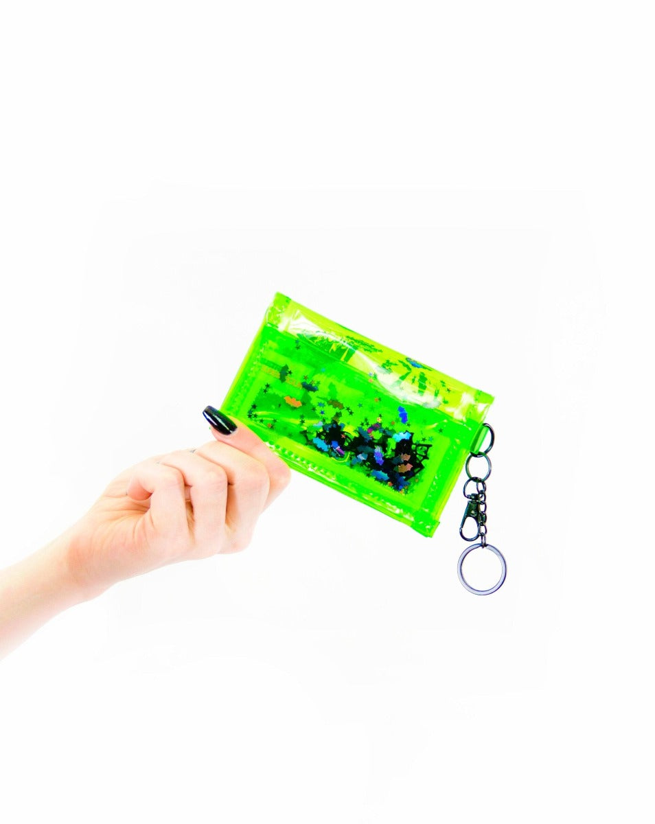 Liquid Glitter Tiny Wallet - Recently Departed - Electric Bubblegum