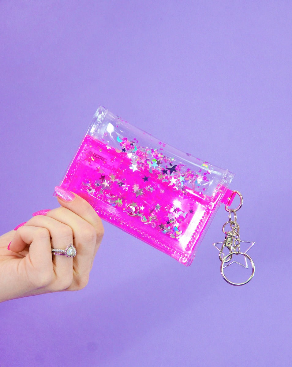 Liquid Glitter Tiny Wallet - Yeehawlicious - Electric Bubblegum