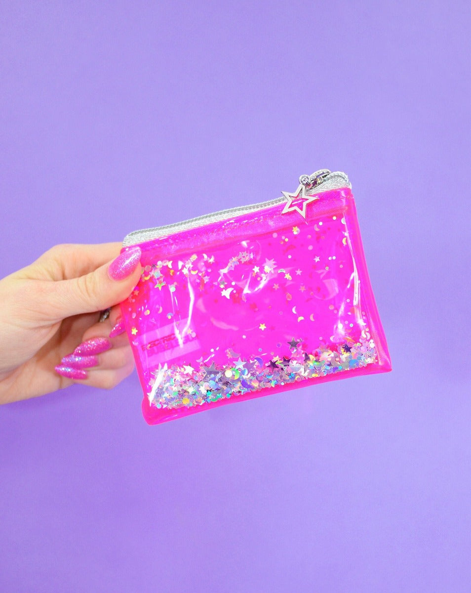 Liquid Glitter Coin Purse - Disco Doll - Electric Bubblegum