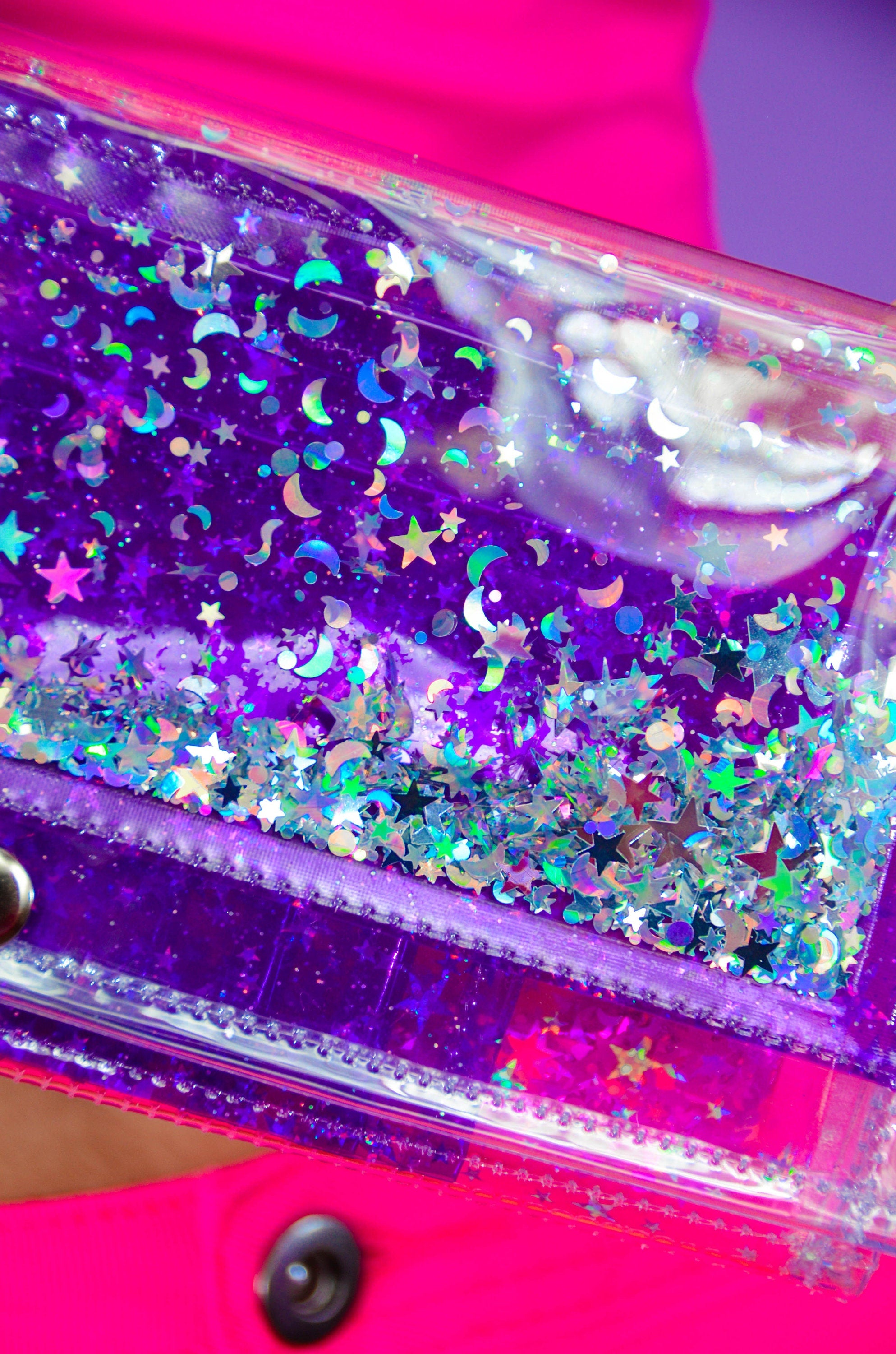 Liquid Glitter Large Wristlet Wallet - Yeehawlicious - Electric Bubblegum