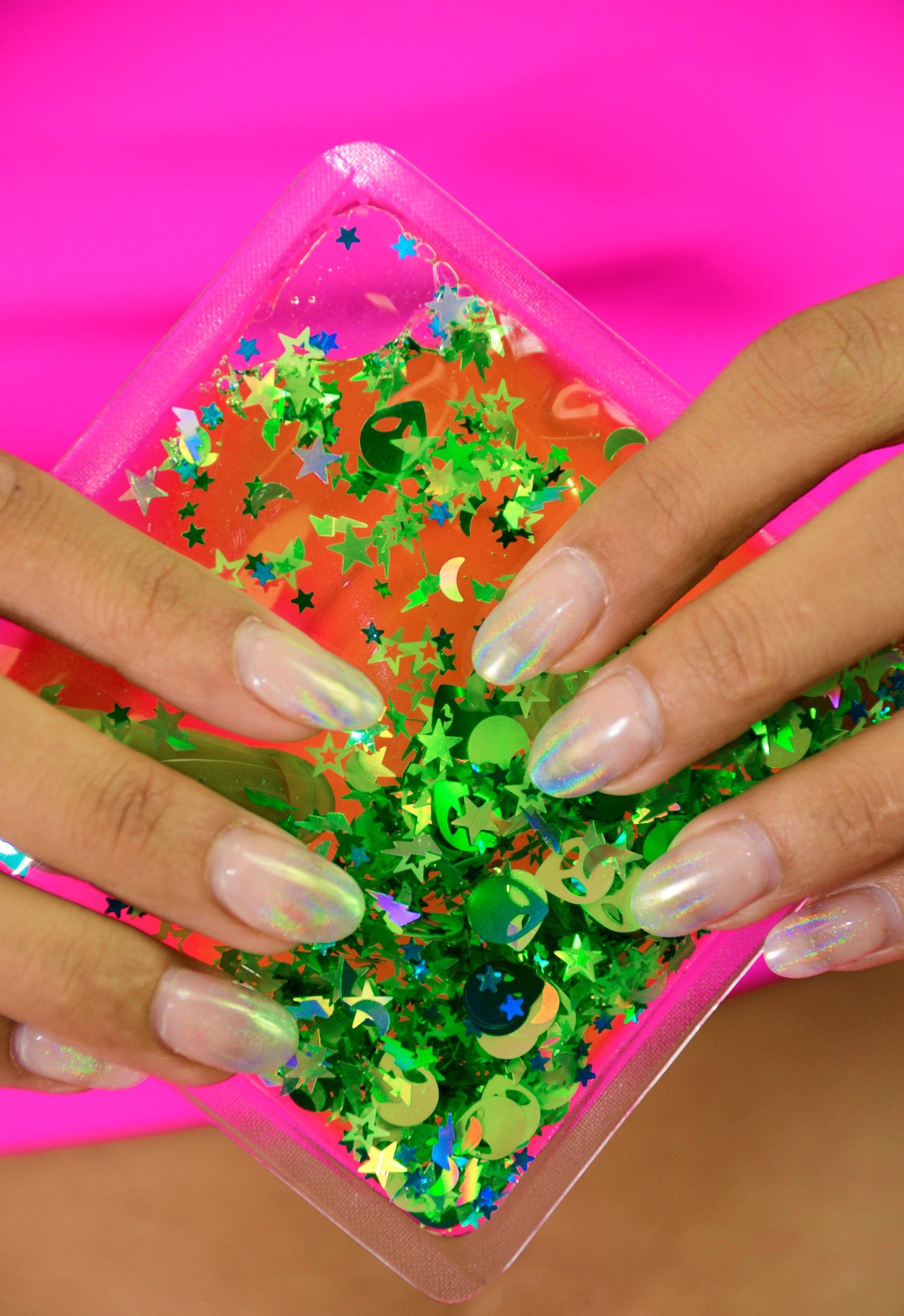 Liquid Glitter Sparkle Square - Out Of This World - Electric Bubblegum