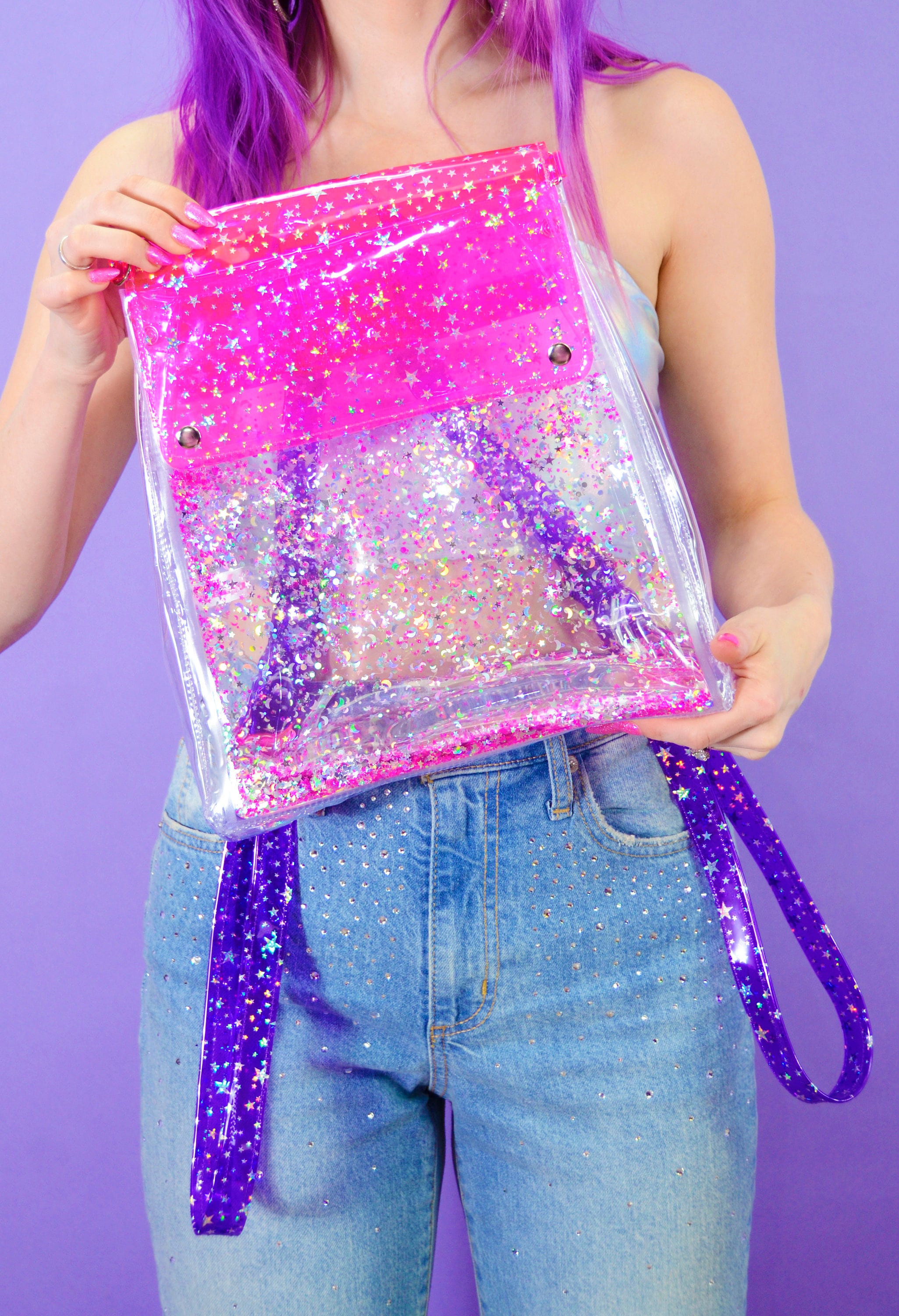 Liquid Glitter Large Bucket Backpack - Yeehawlicious - Electric Bubblegum