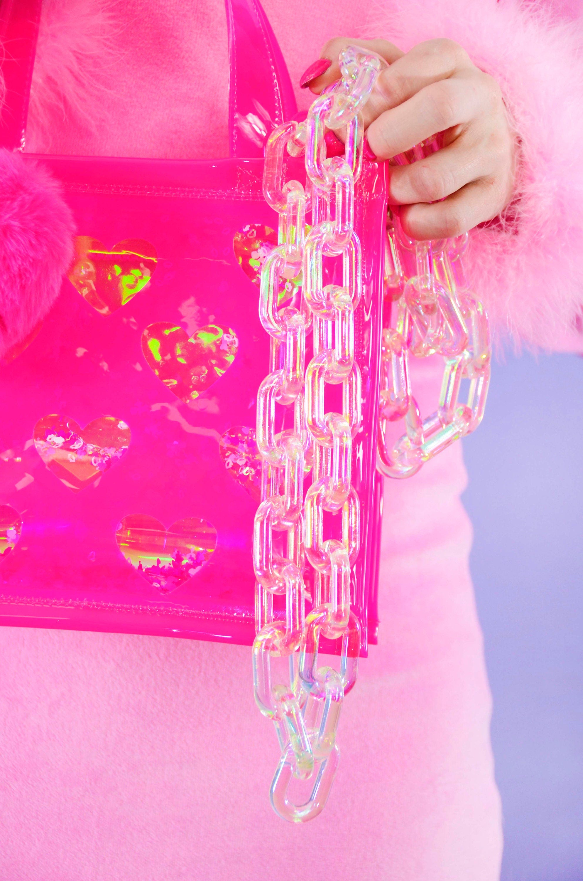 Liquid Glitter Mini Tote - Stupid Cupid - Electric Bubblegum