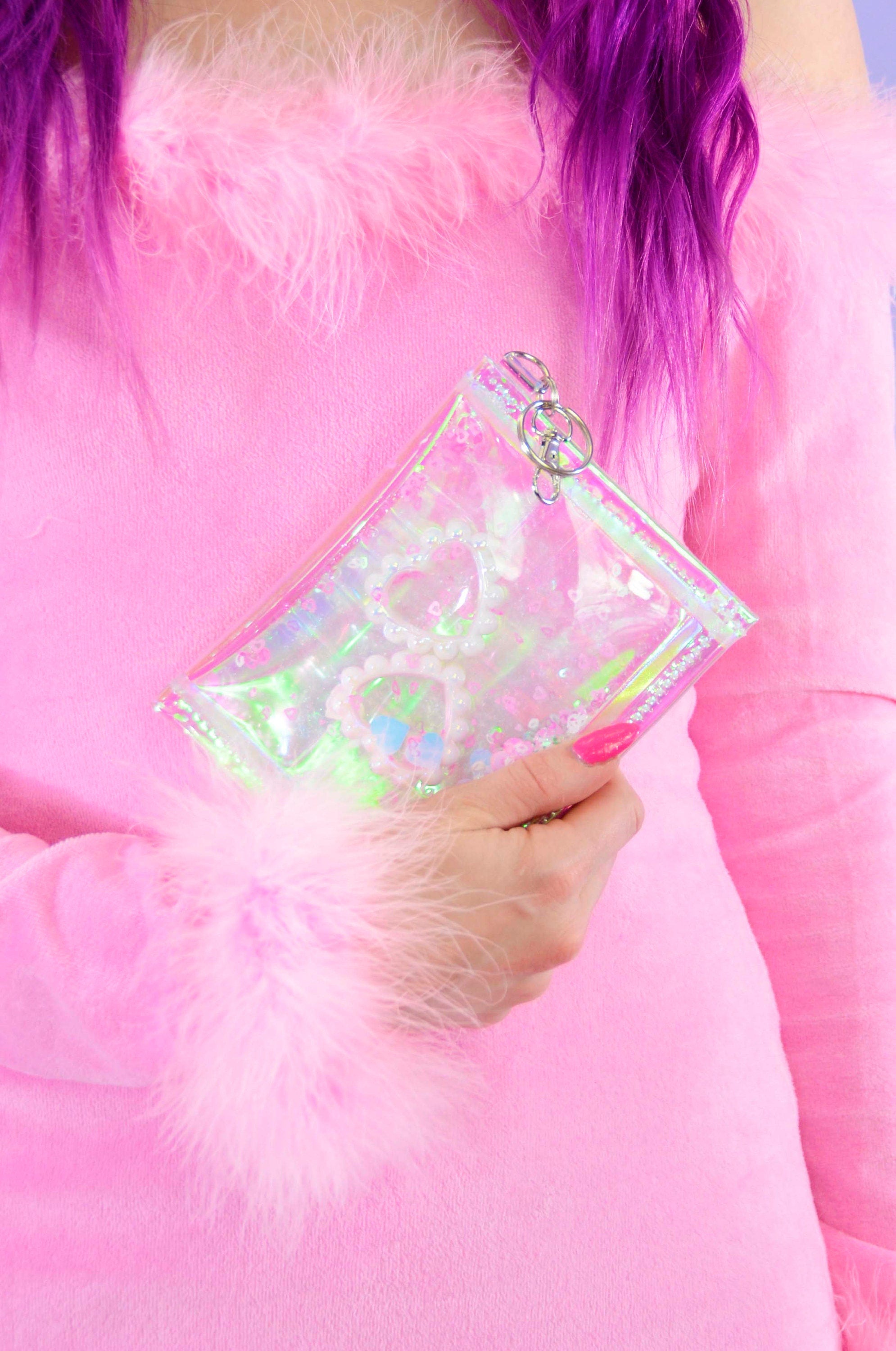 Liquid Glitter Mini Wallet - Be My Angel - Electric Bubblegum