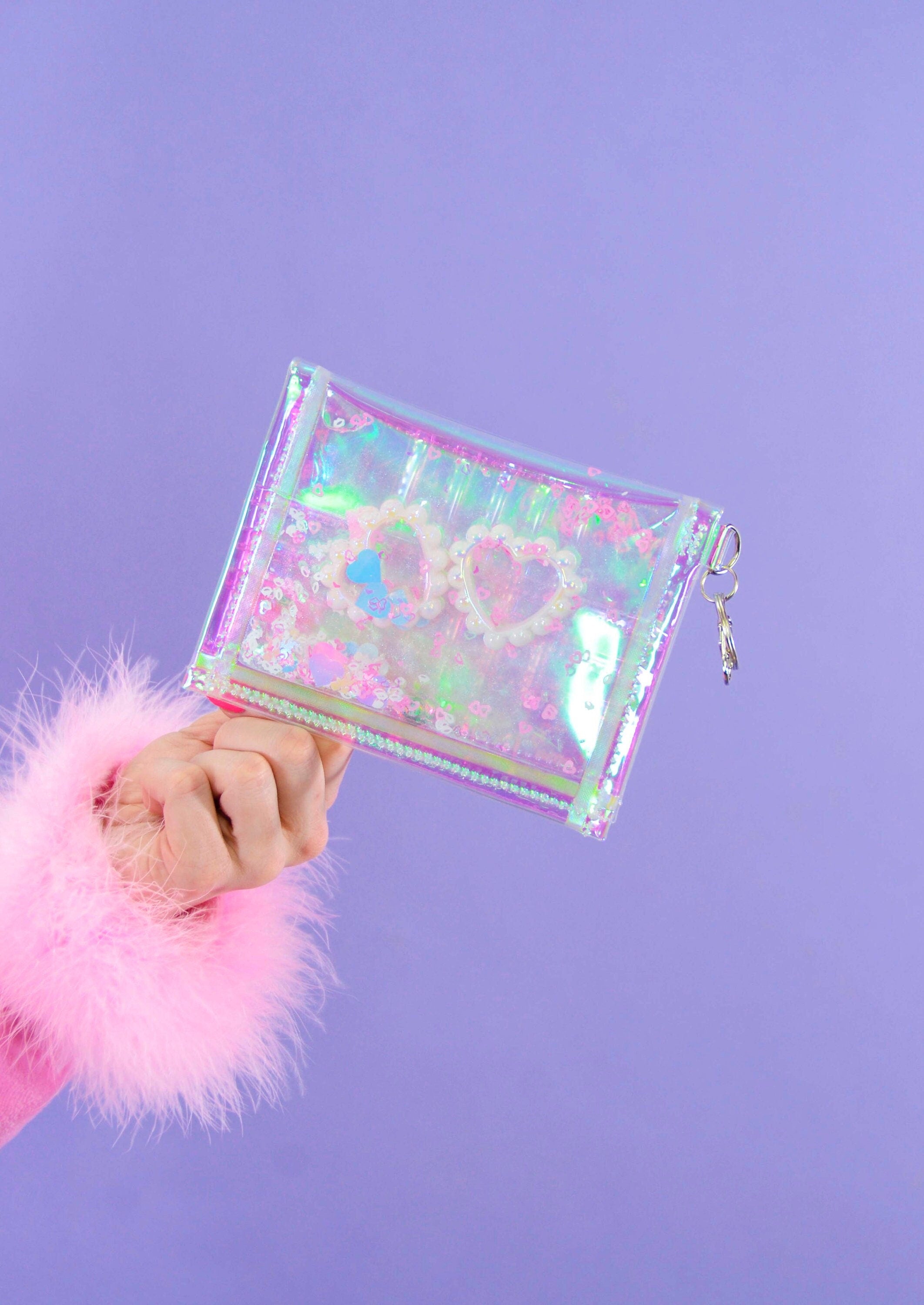 Liquid Glitter Mini Wallet - Be My Angel - Electric Bubblegum