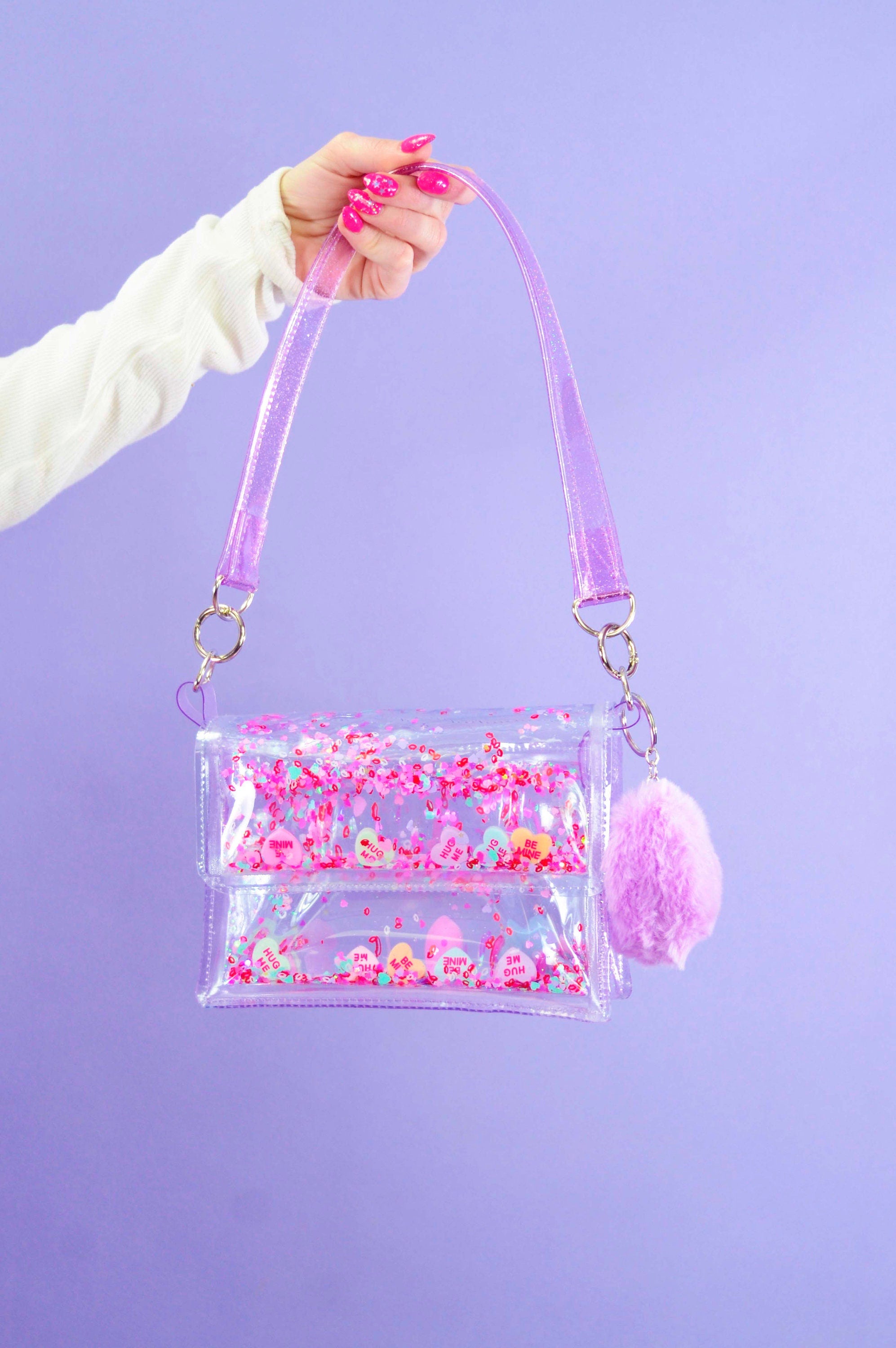 Liquid Glitter Mini Purse - Be My Valentine - Electric Bubblegum