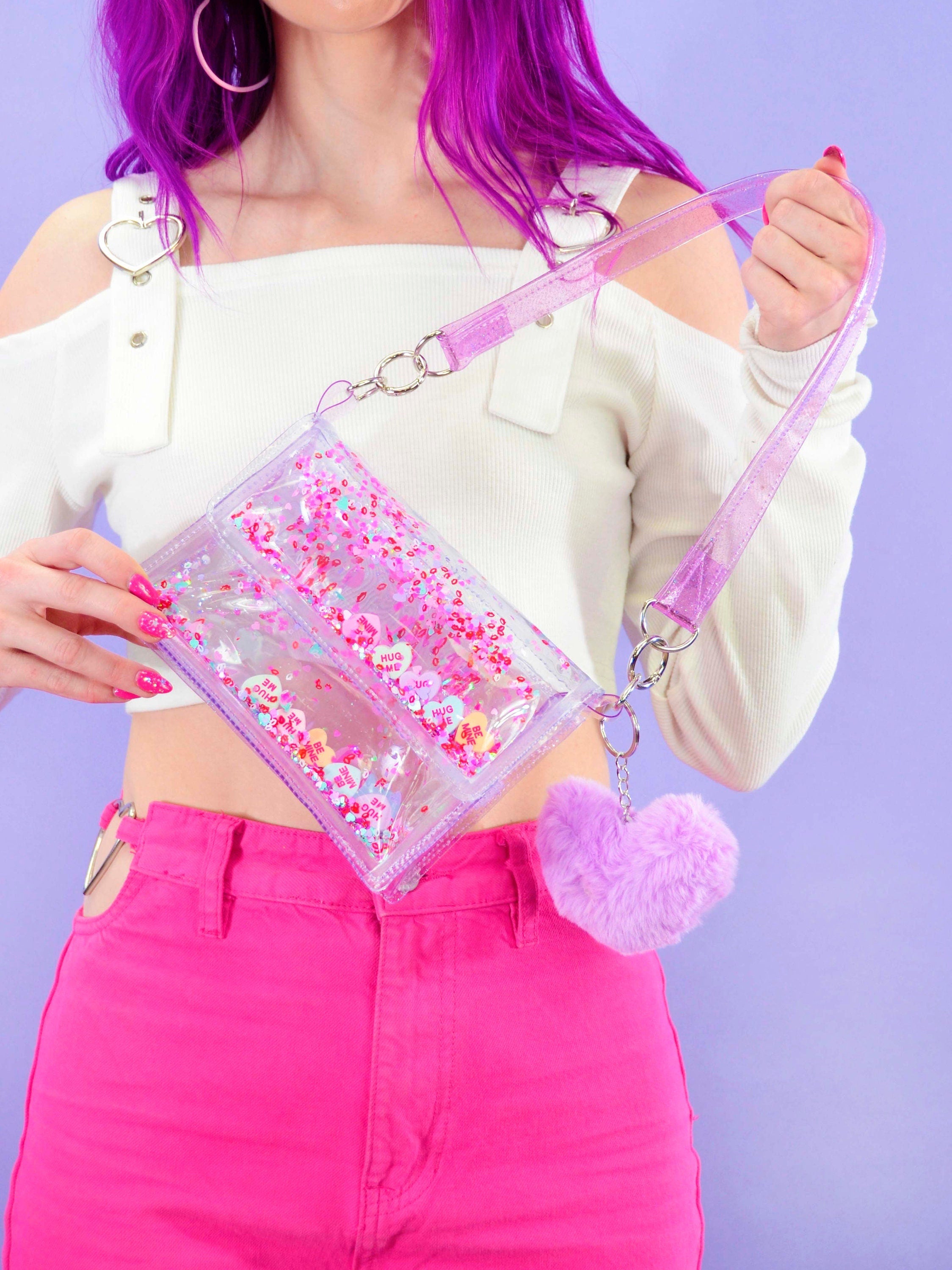 Liquid Glitter Mini Purse - Be My Valentine - Electric Bubblegum