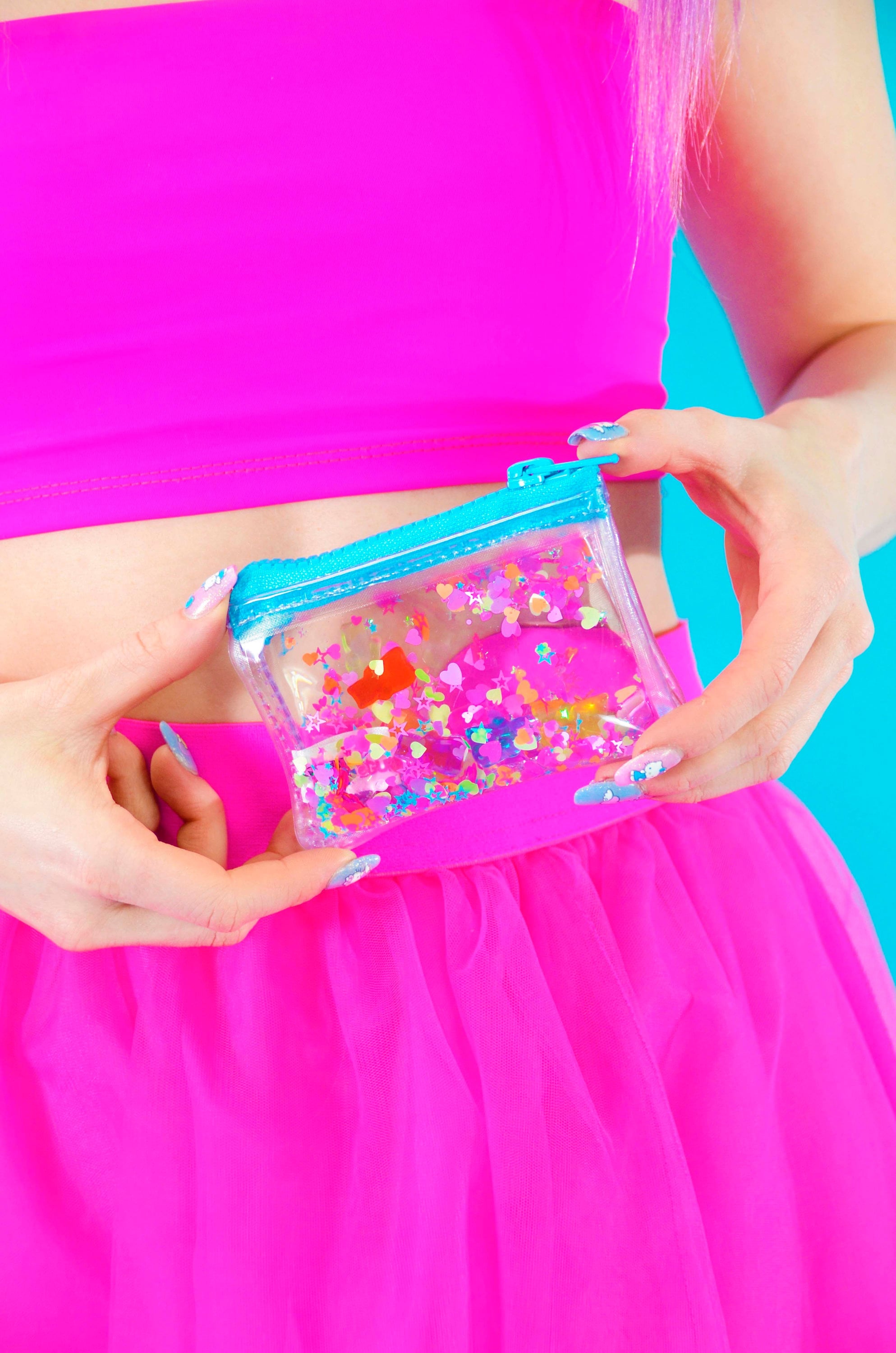 Coin Purse Liquid Glitter - Gummy Bears - Electric Bubblegum